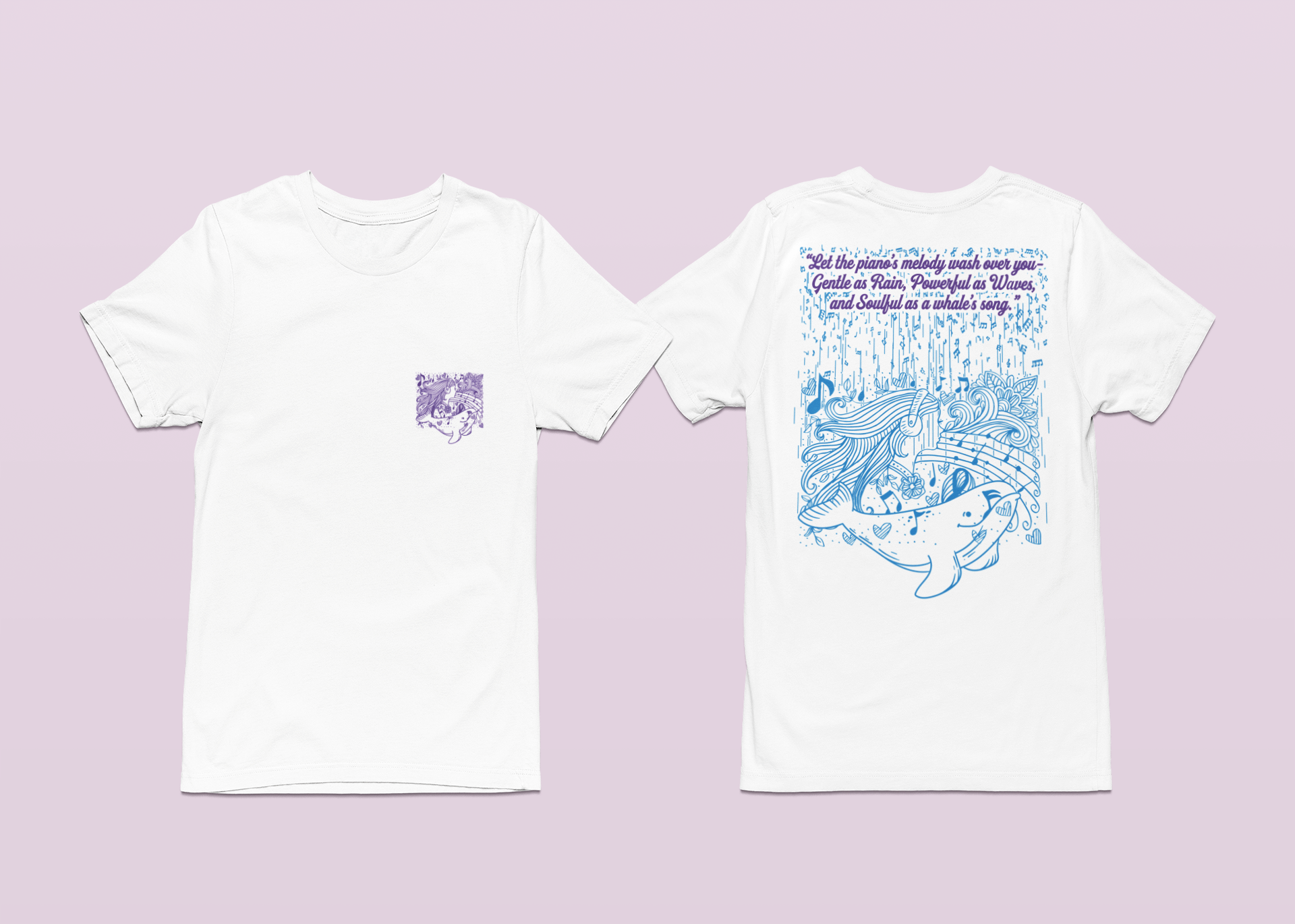 Gentle Rain, Powerful Waves, Soulful Whale Song Piano T-Shirt