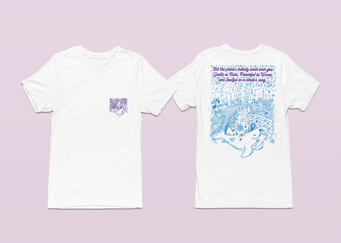 Gentle Rain, Powerful Waves, Soulful Whale Song Piano T-Shirt