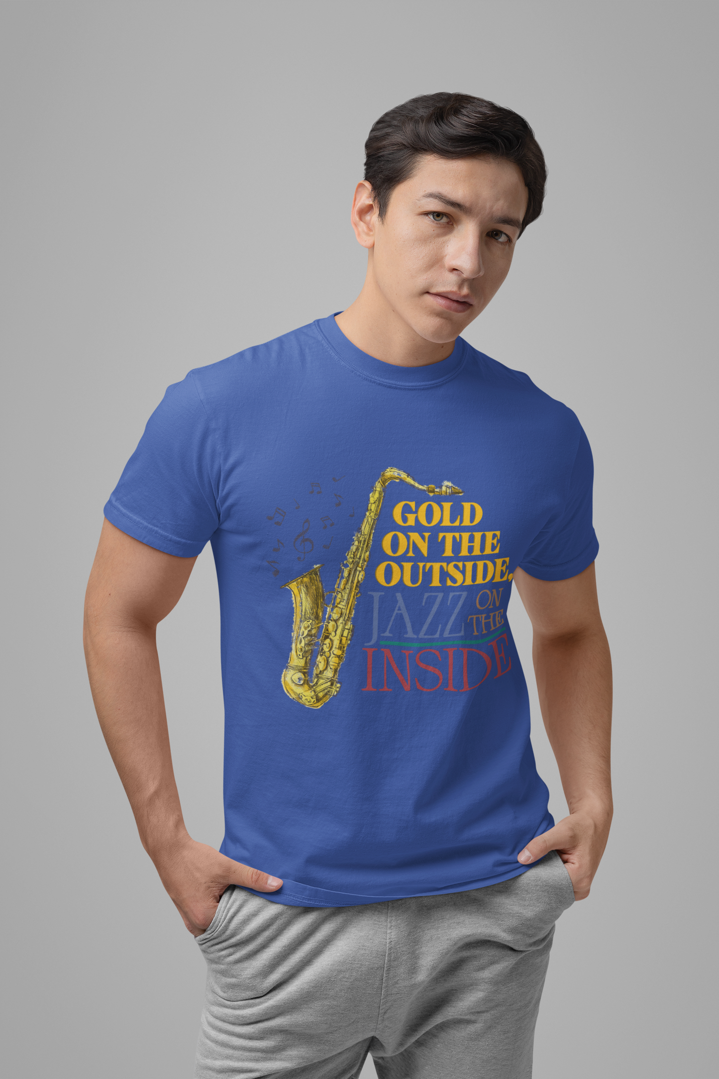 Gold on the Outside Jazz on the Inside Saxophone T-Shirt
