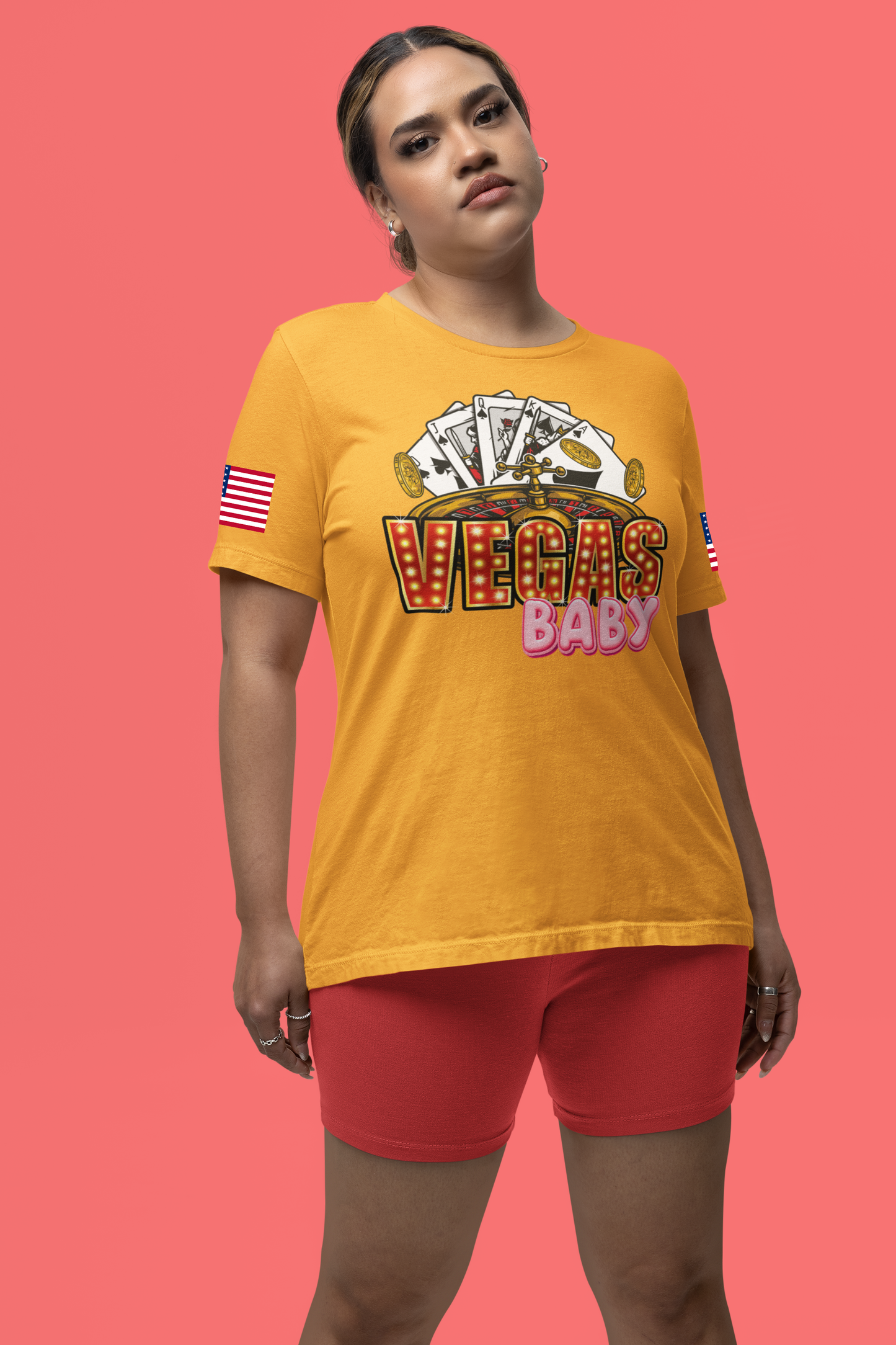 Vegas Baby T-Shirt - Casino Gambling Cards Roulette Dice Poker Chips Design