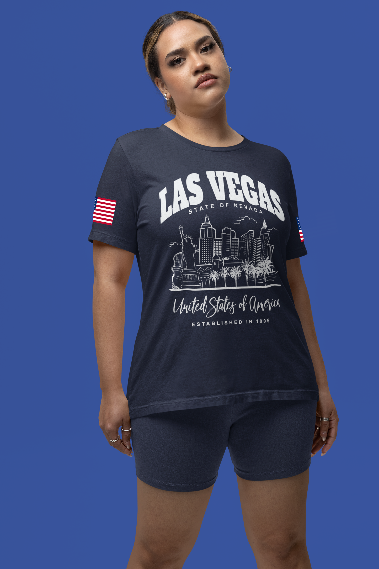 Las Vegas State of Nevada T-Shirt - Established 1905 Red White Skyline USA Design