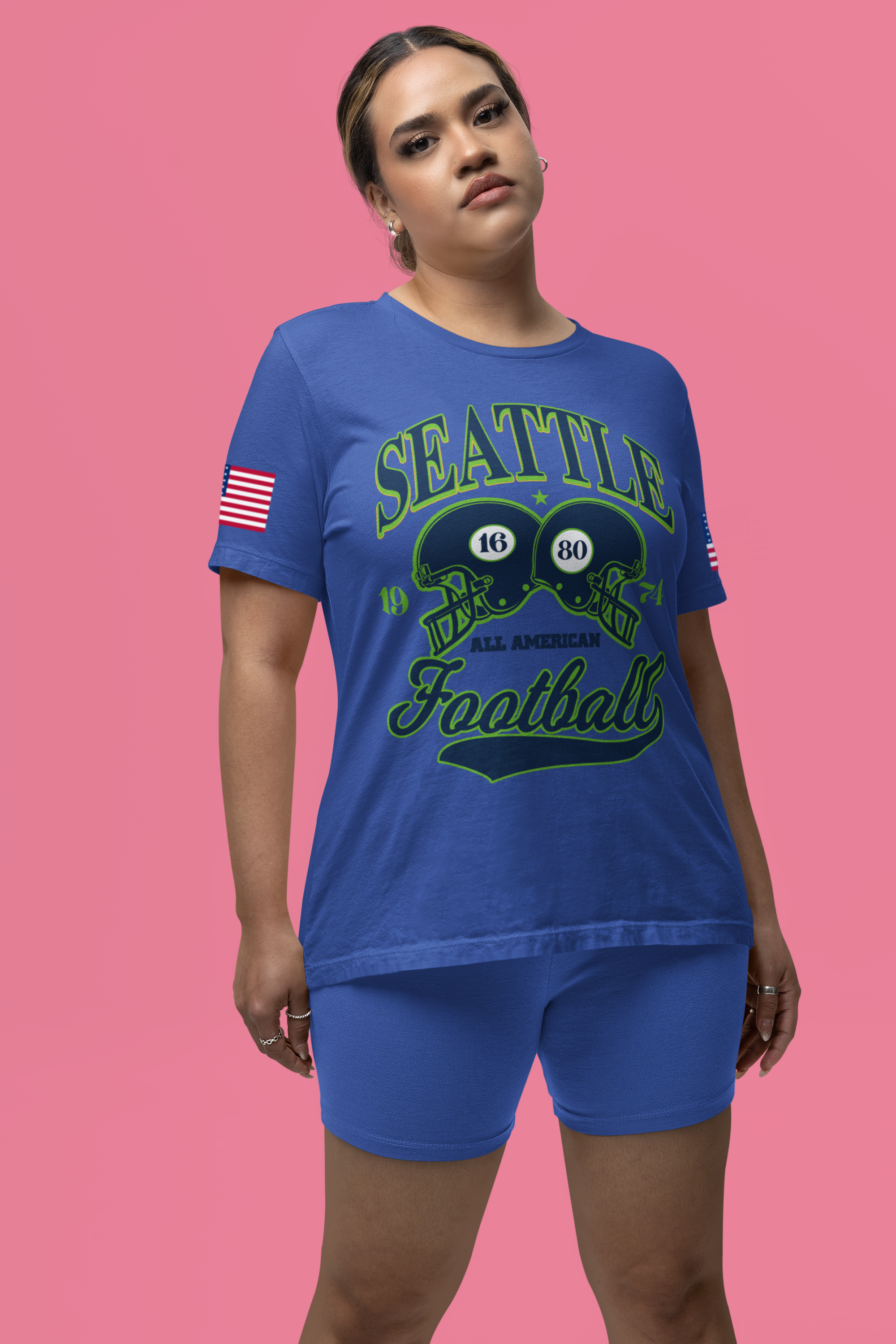 Seattle All American Football Retro Dual Helmet T-Shirt | Since 1974 Game Day Tee | Seattle Football Fan Shirt