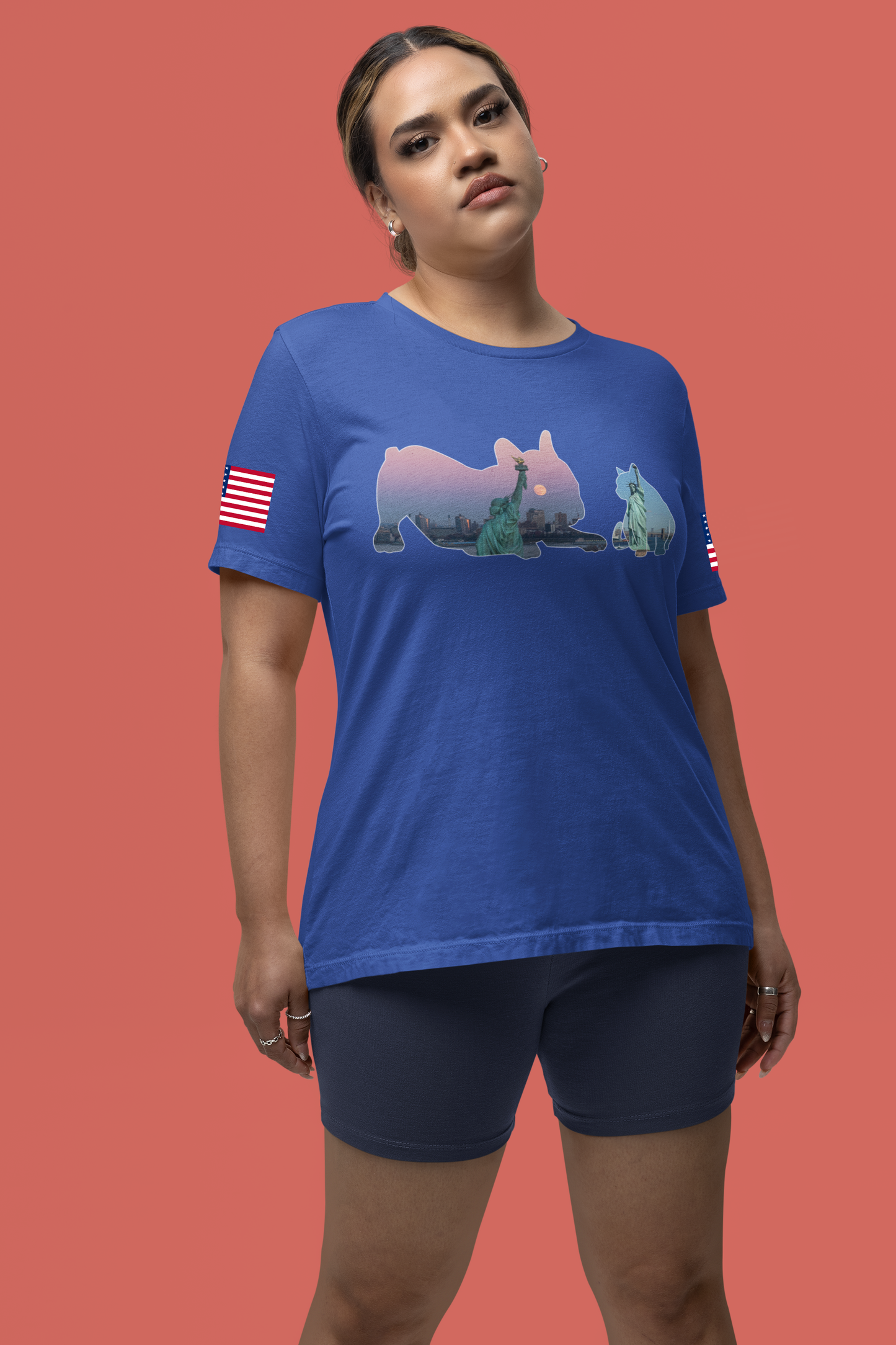 NYC Pets T-Shirt - Cat & Dog Silhouettes with New York City Skyline Brooklyn Bridge