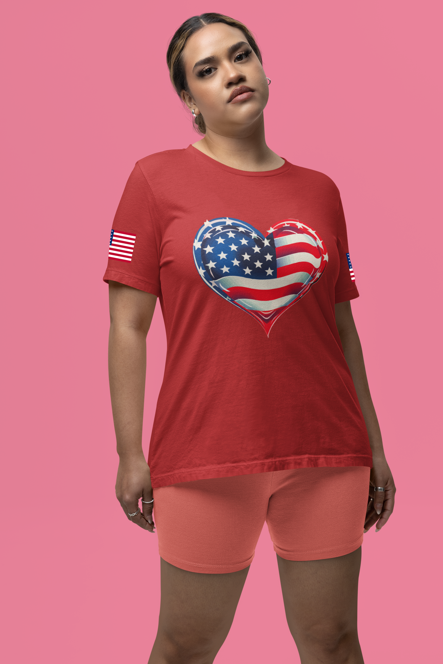 American Flag Heart T-Shirt – Love USA Patriotic Pride Graphic Tee