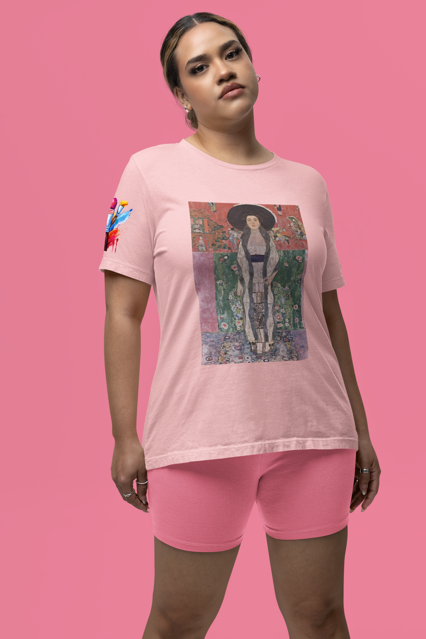 Art Nouveau Portrait T-Shirt – Elegant Woman in Ornate Kimono Style Dress Graphic Tee