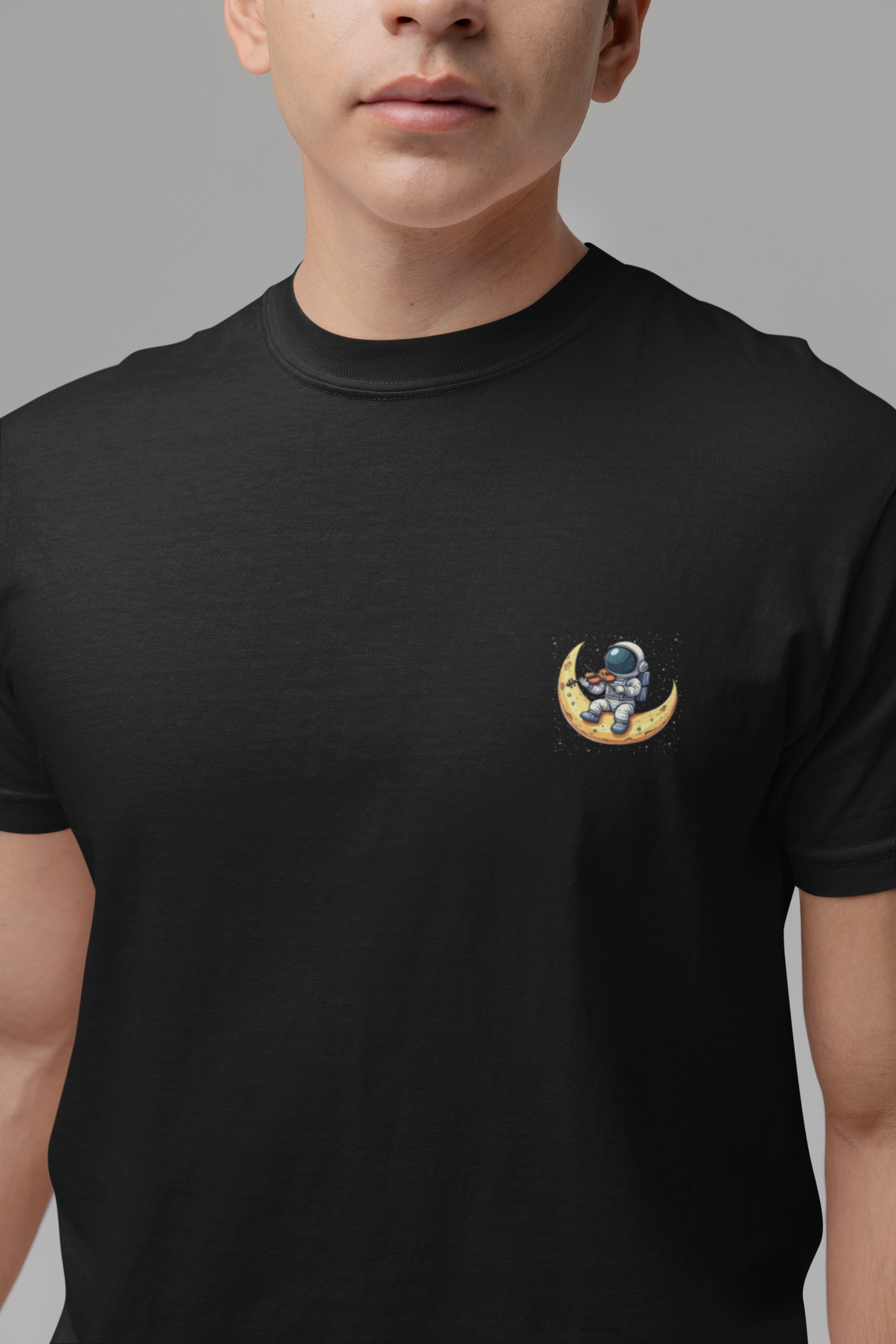 Zero Gravity Infinite Melody T-Shirt – Astronaut Violinist on Crescent Moon
