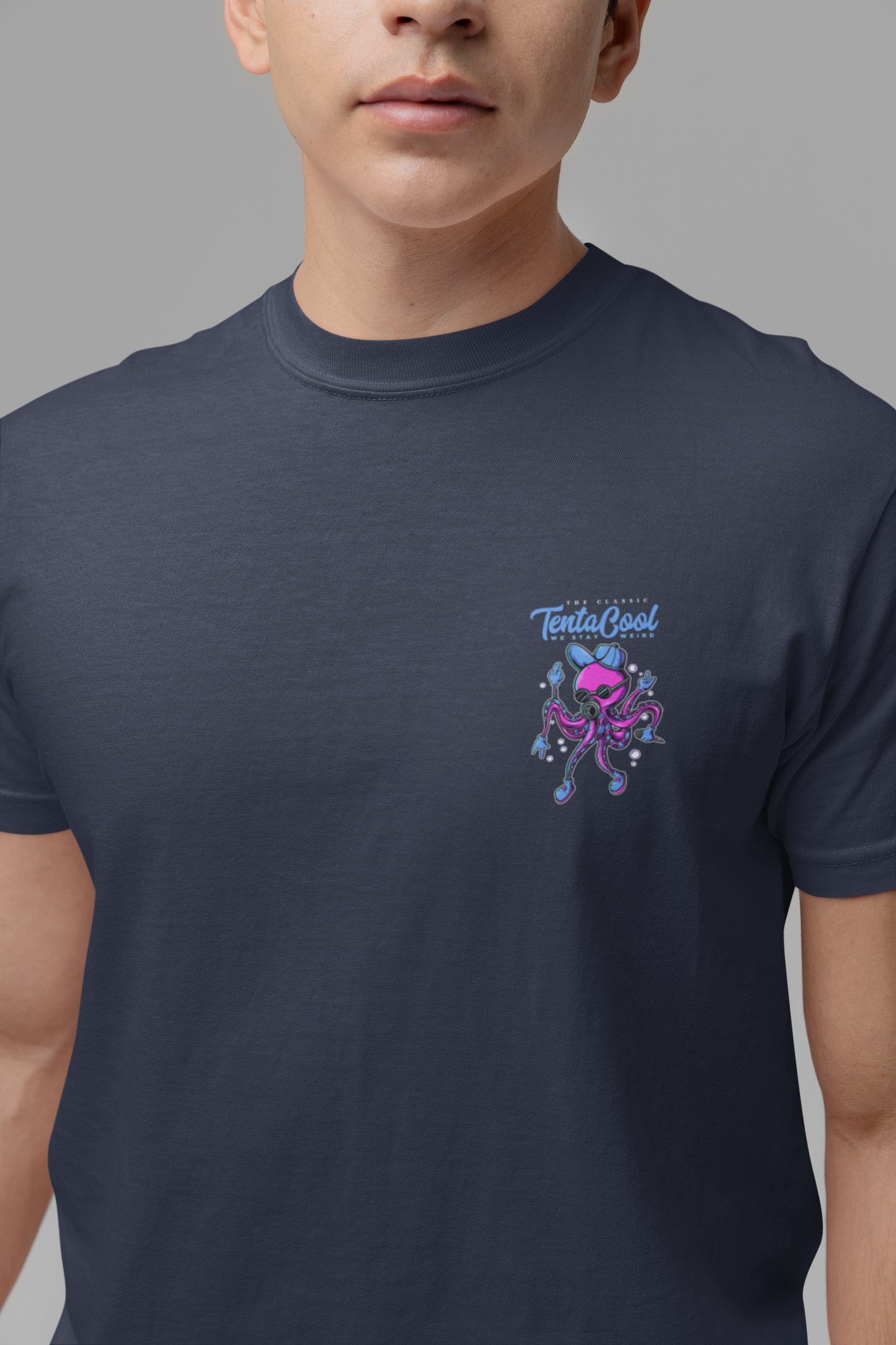 The Classic Tentacool T-Shirt – Purple Robotic Octopus with Mic and Bubbles