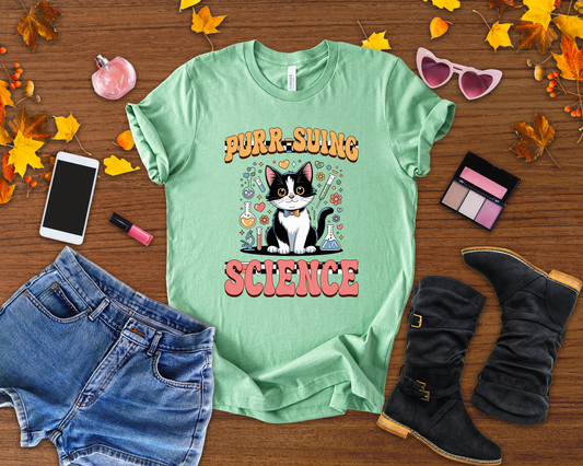 Cat Science T-Shirt – Purr-suing Science Pun for STEM Fans