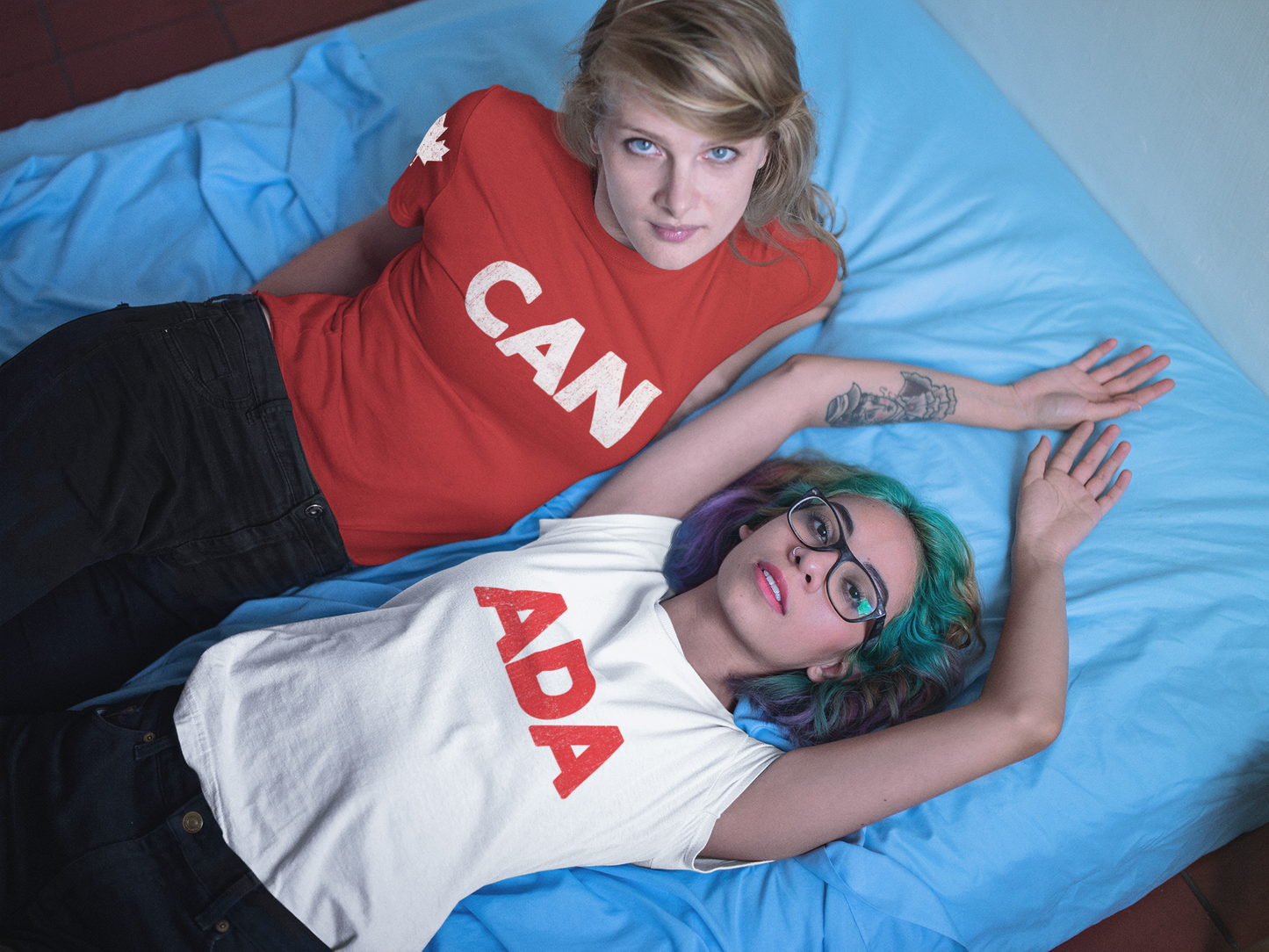Canada Split Duo "CAN" & "ADA" - T-Shirt Set 2In1 Bundle [Red and White Only]