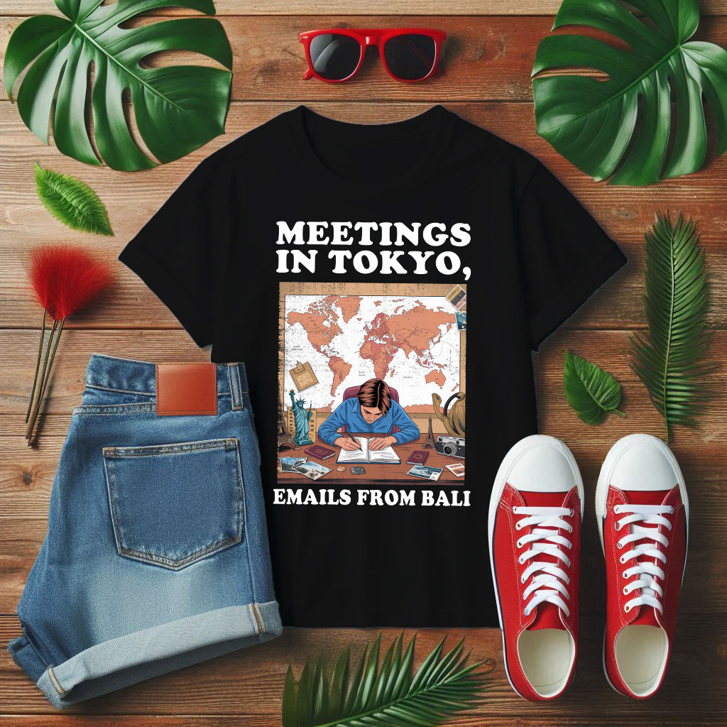 Remote Work Global Adventures Shirt V2, Digital Nomad Tee, Laptop Lifestyle T Shirt, Travel Lover Gift, Freelancer Work Apparel