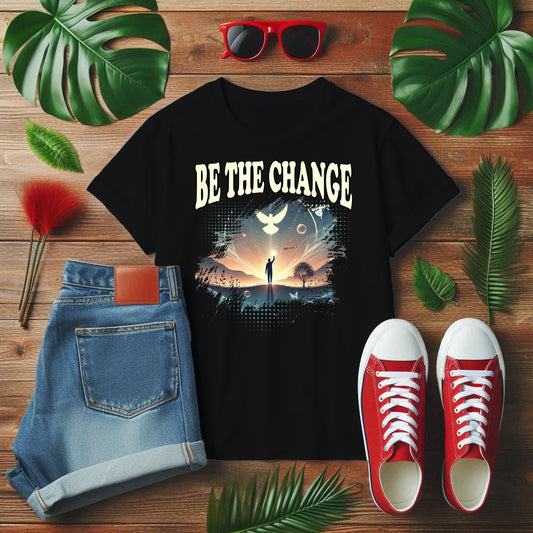 Be the Change | Walking Toward Sunset & White Pigeon T-Shirt
