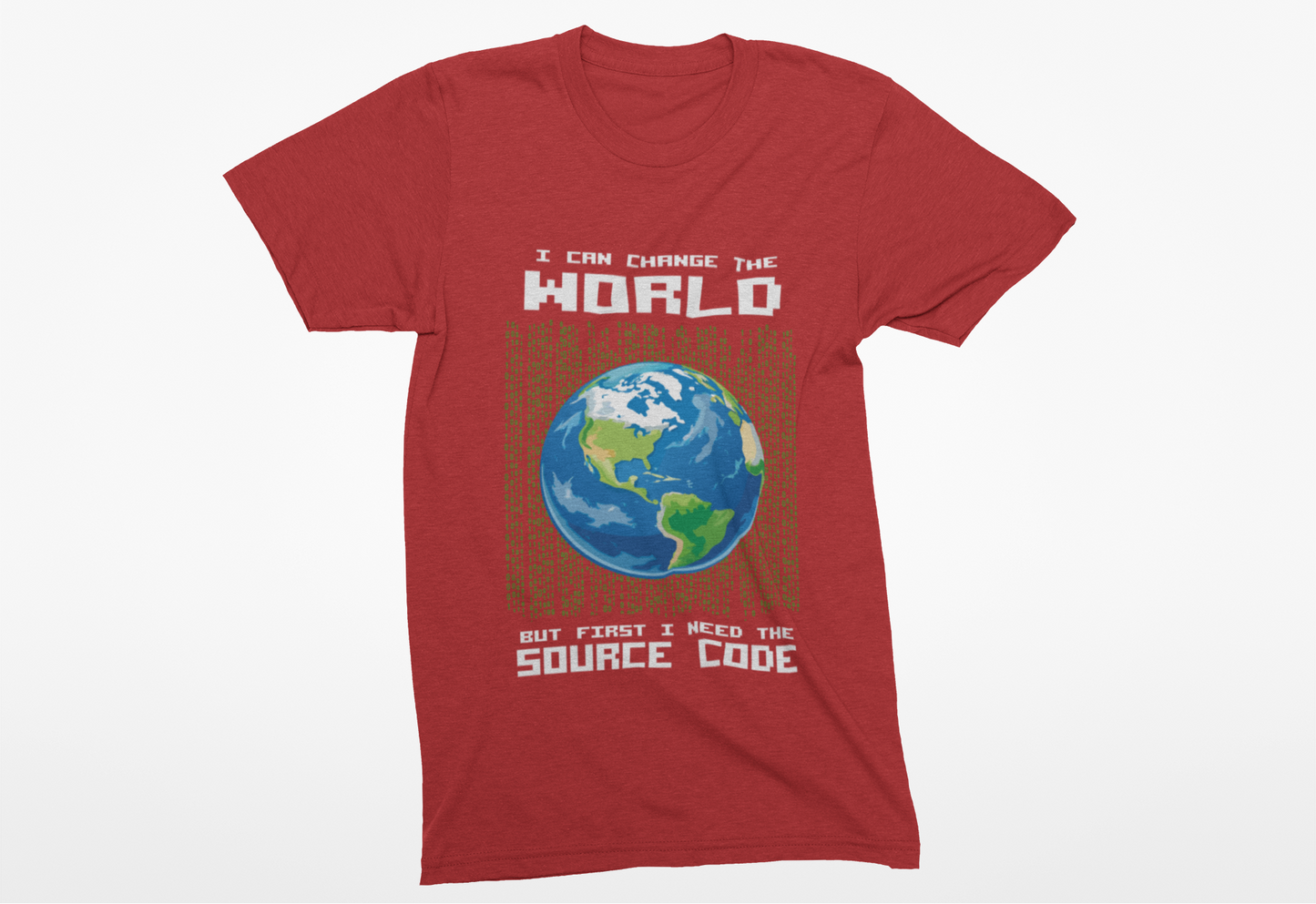 Change the World Source Code Earth Tshirt – Binary Globe for Coders