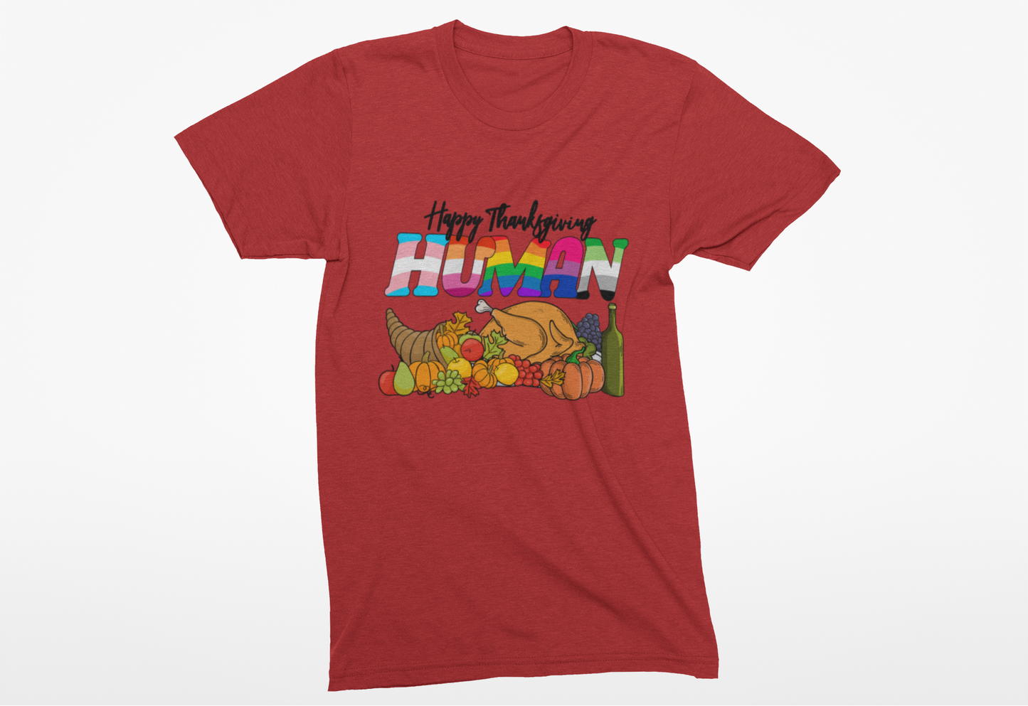 Happy Thanksgiving Human Gradient Text T-Shirt
