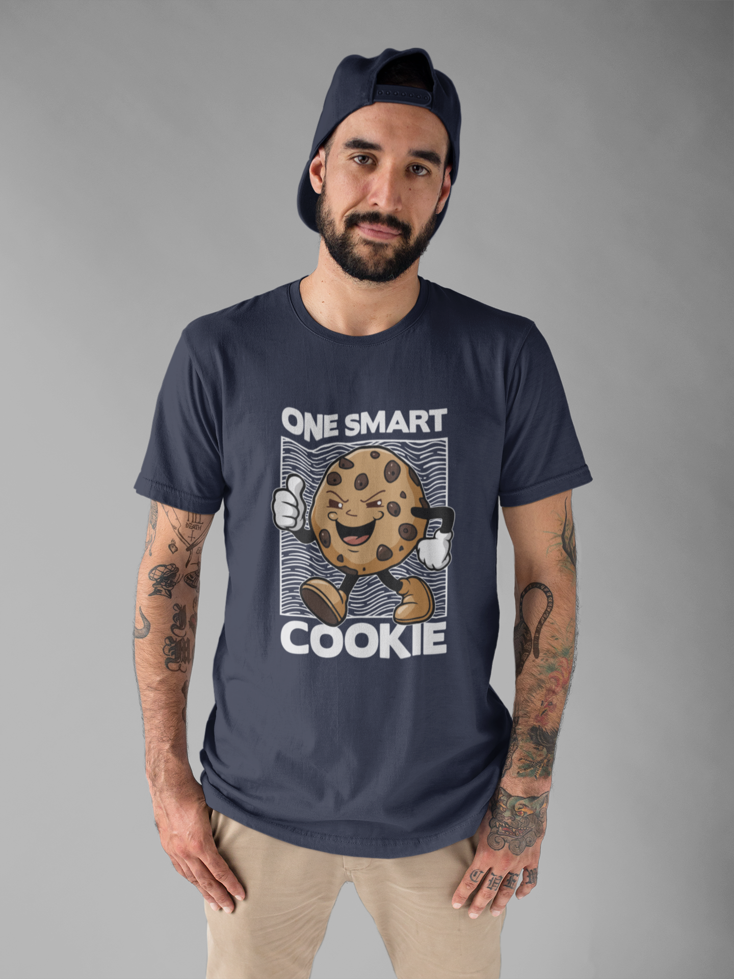 One Smart Cookie Tshirt – Happy Smiling Cookie Walking with Thumbs Up Graphic