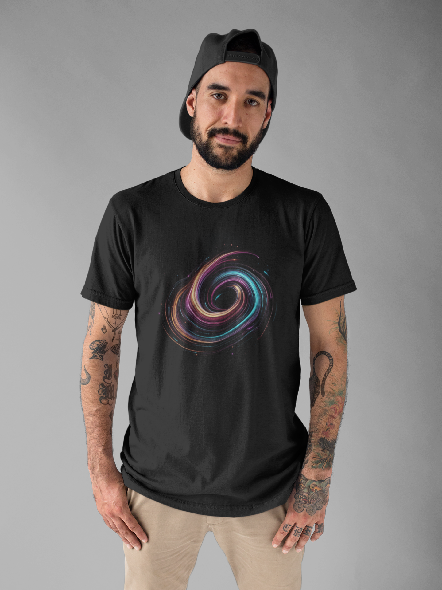Neon Swirls – Vibrant Abstract Glow Graphic T-Shirt