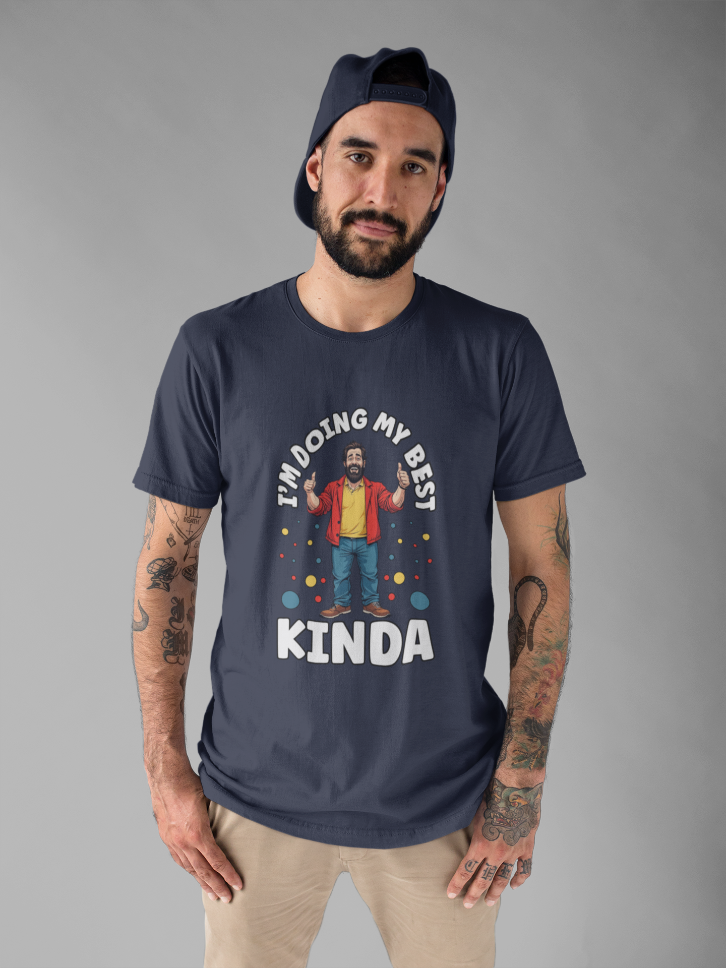 I'm Doing My Best – Casual Man Double Thumbs UP Graphic T-Shirt