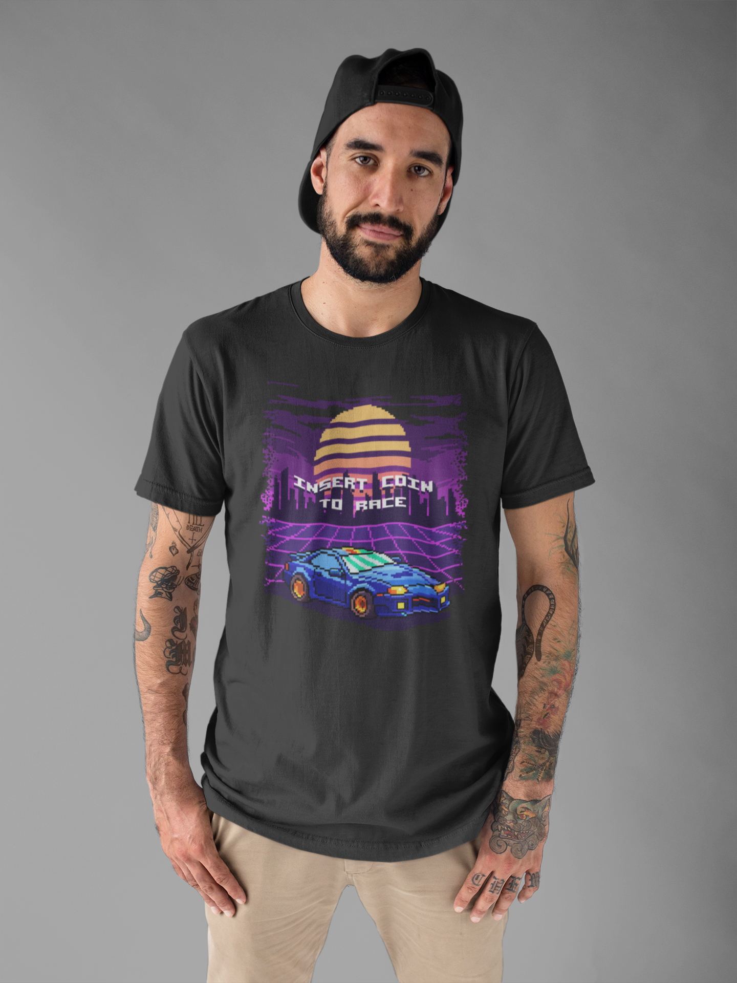 Retro Racing Arcade Pixel Gamer Insert Coin 80s Style T-Shirt