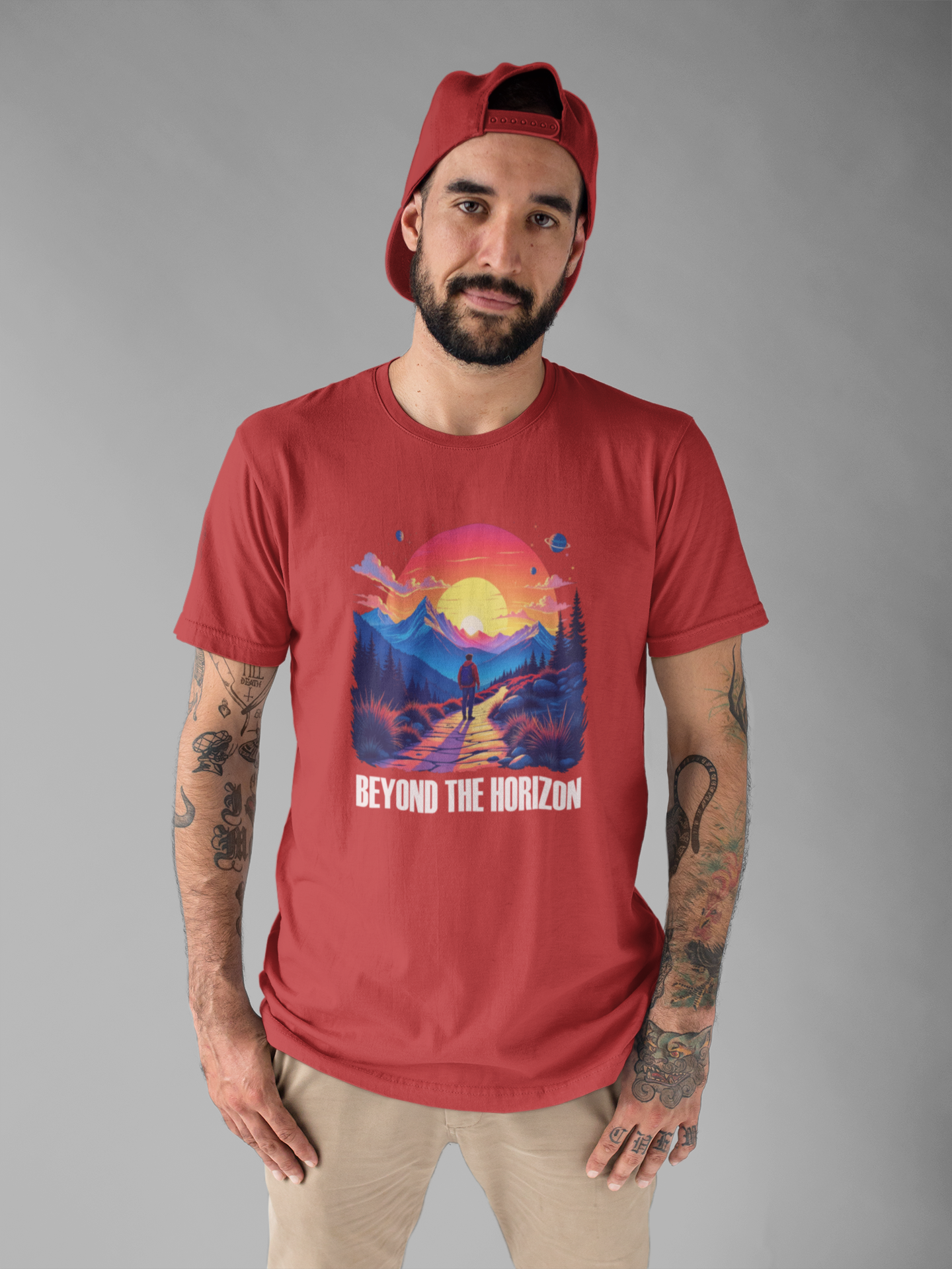 Beyond the Horizon | Inspirational Sunset & Space Exploration T-Shirt