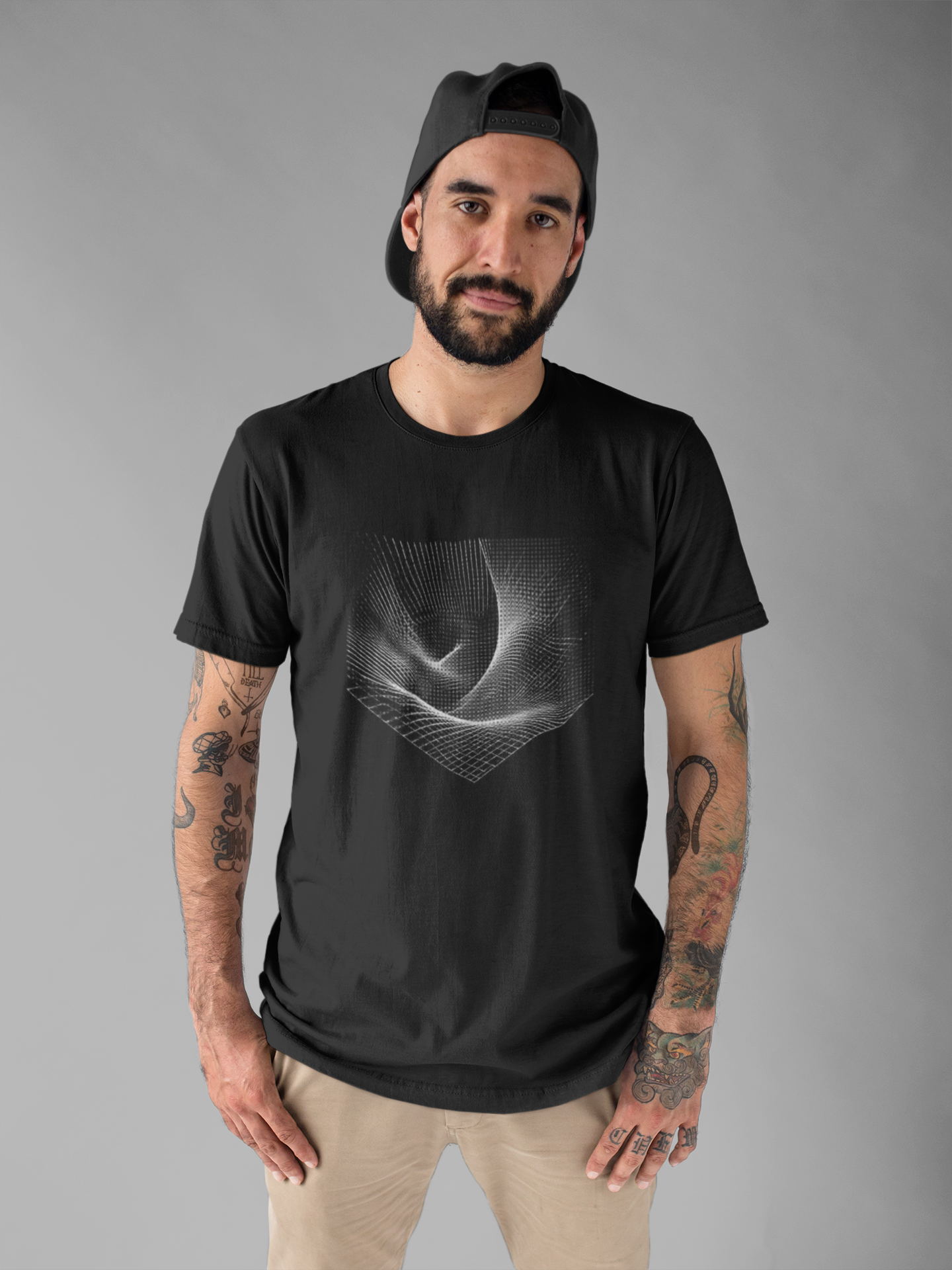 Grid Distortion – Abstract Warped Grid Pattern Graphic T-Shirt