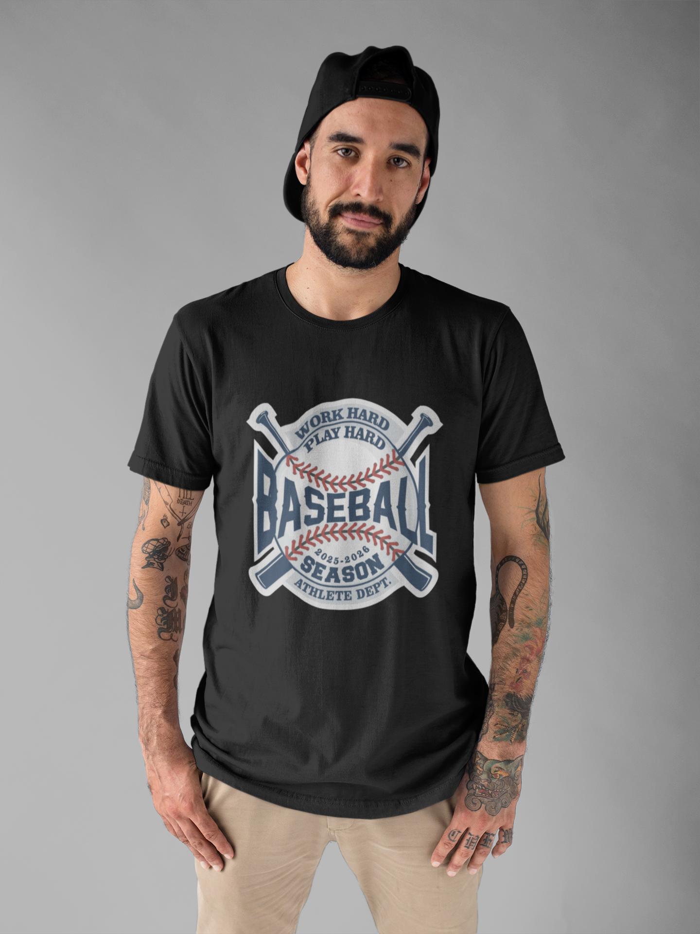 Baseball tshirt - Baseball Work Hard Play Harder Tshirt Large Baseball and Bat Graphic 2025-2026 Season