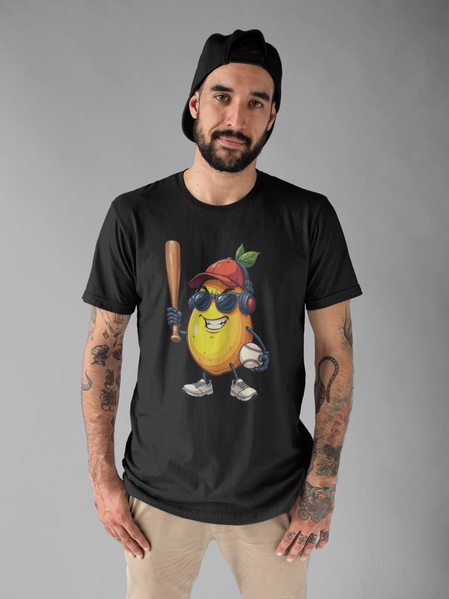 Aggressive Lemon Baseball Mascot Tshirt Bold Sports Fruit Character Design