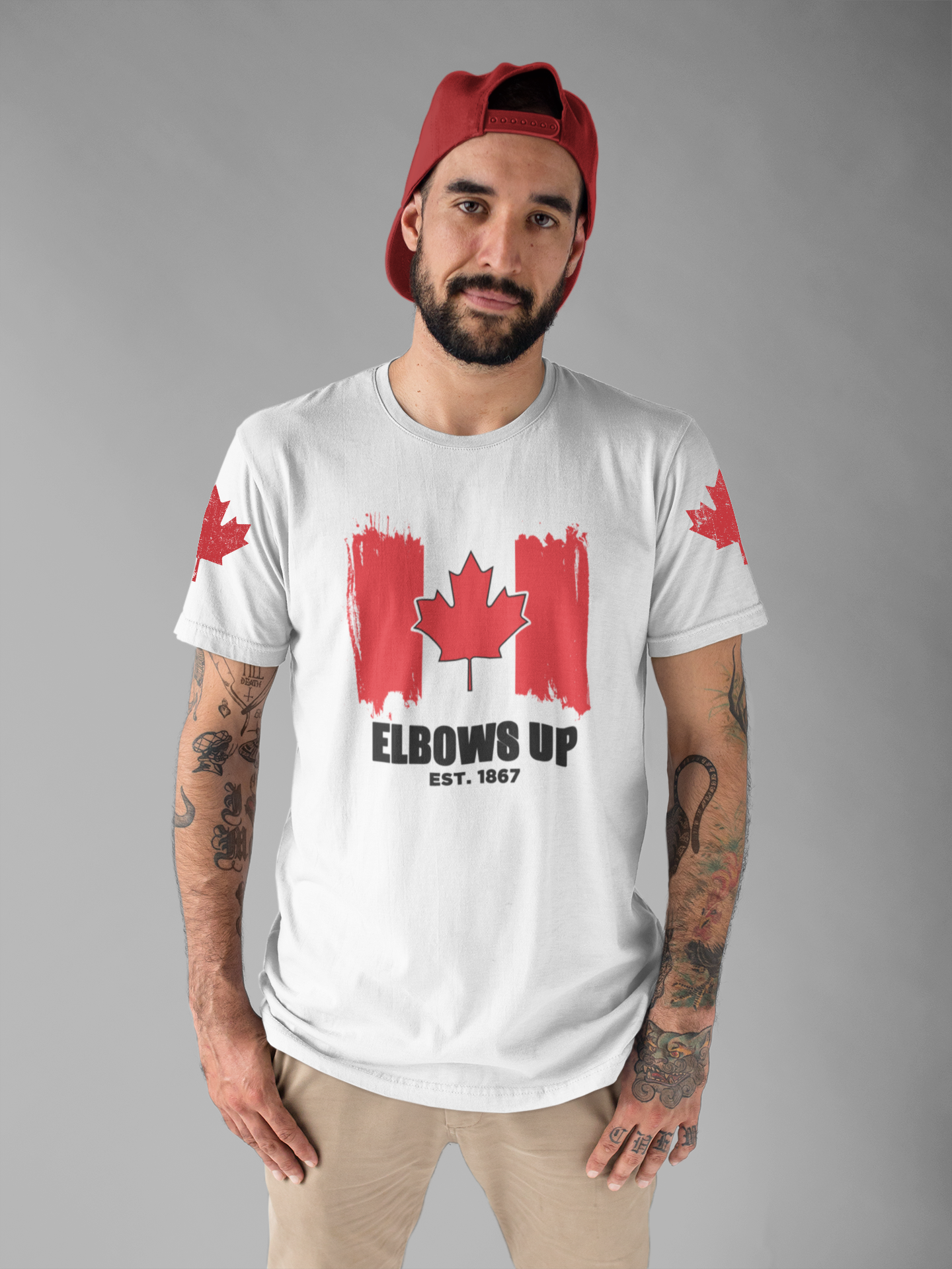 Elbows Up Canada Flag Brushstroke T-Shirt