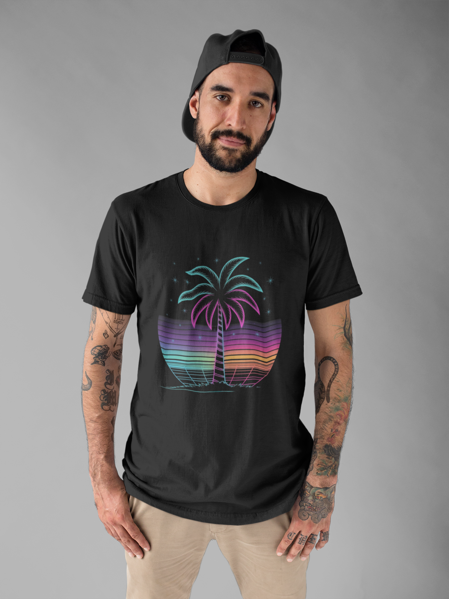 Tropical Nights Neon Lights – Glowing Beach Party Graphic T-Shirt