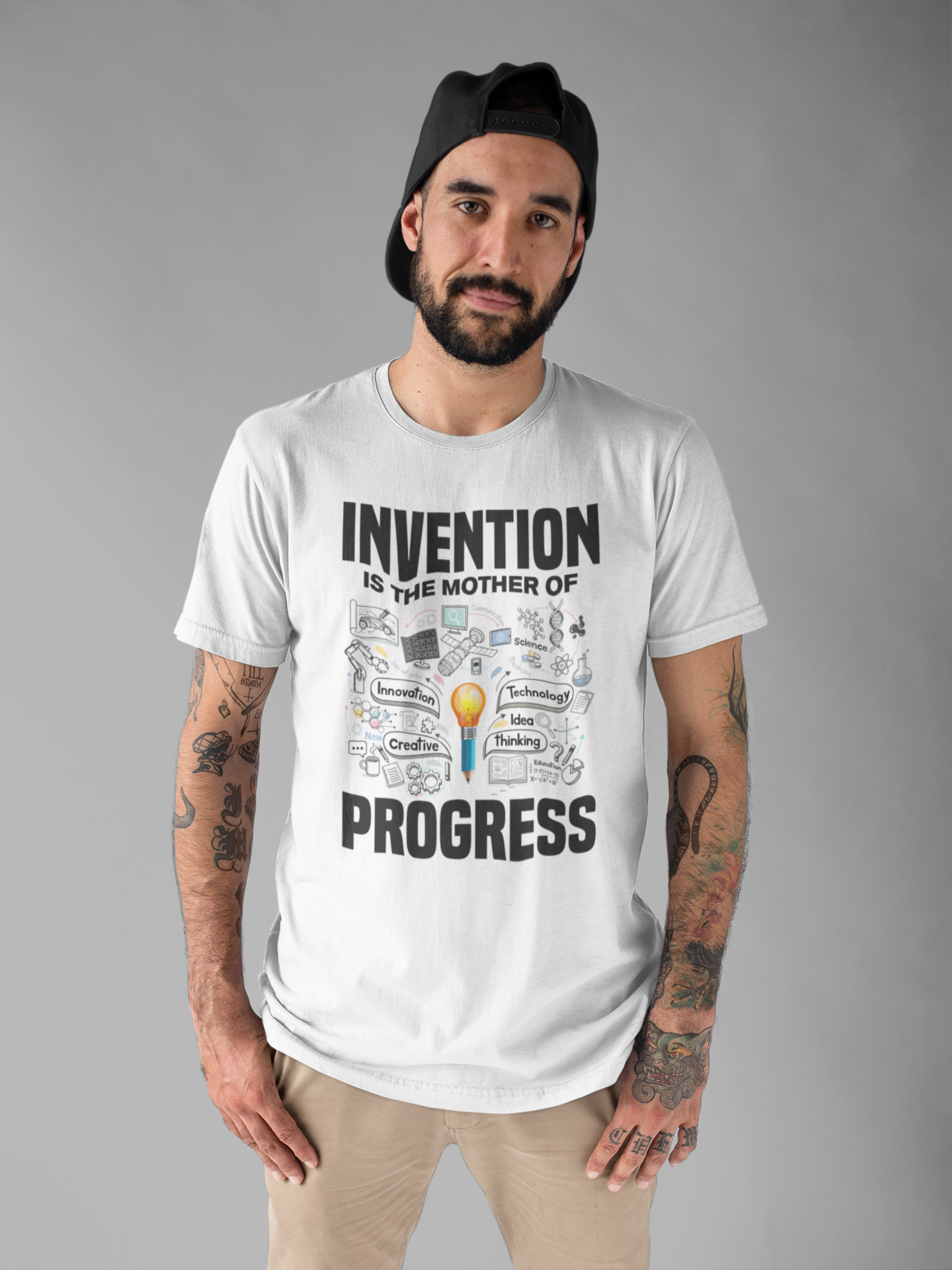Invention is the Mother of Progress Tee, Innovation Quote Shirt, Science History Top, Progress Driven Graphic Tee, STEM Gift
