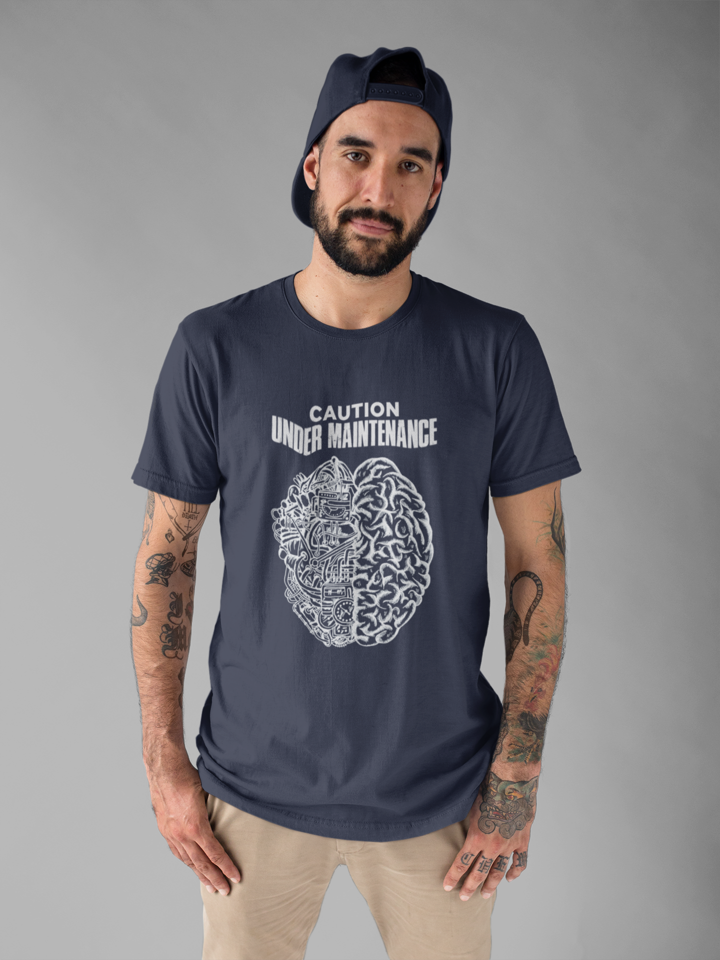 Caution Under Maintenance Brain T Shirt Human Mind Wired Design