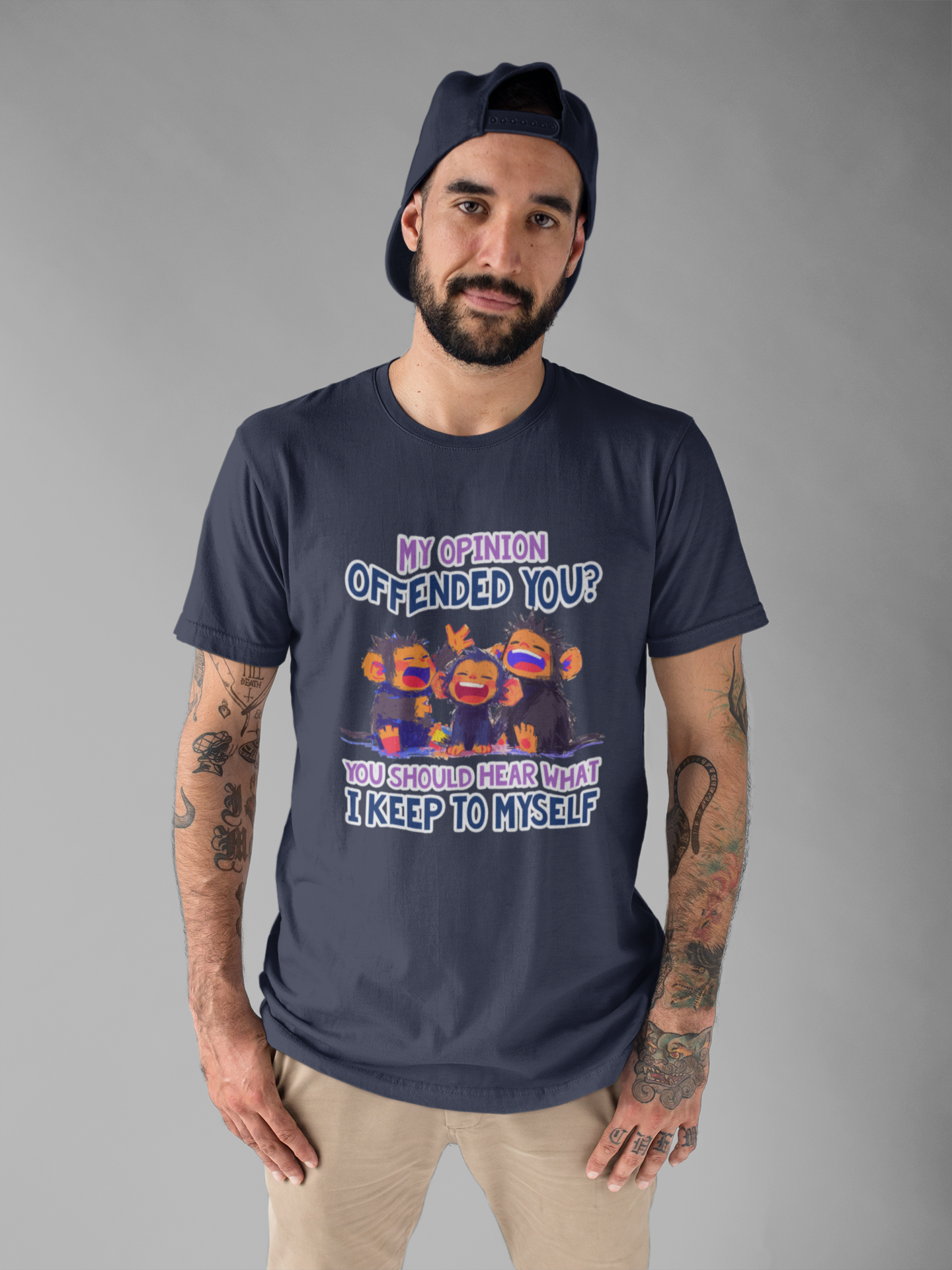 My Opinion Offended You? Three Laughing Monkeys T-Shirt – Sarcastic Humor Tee