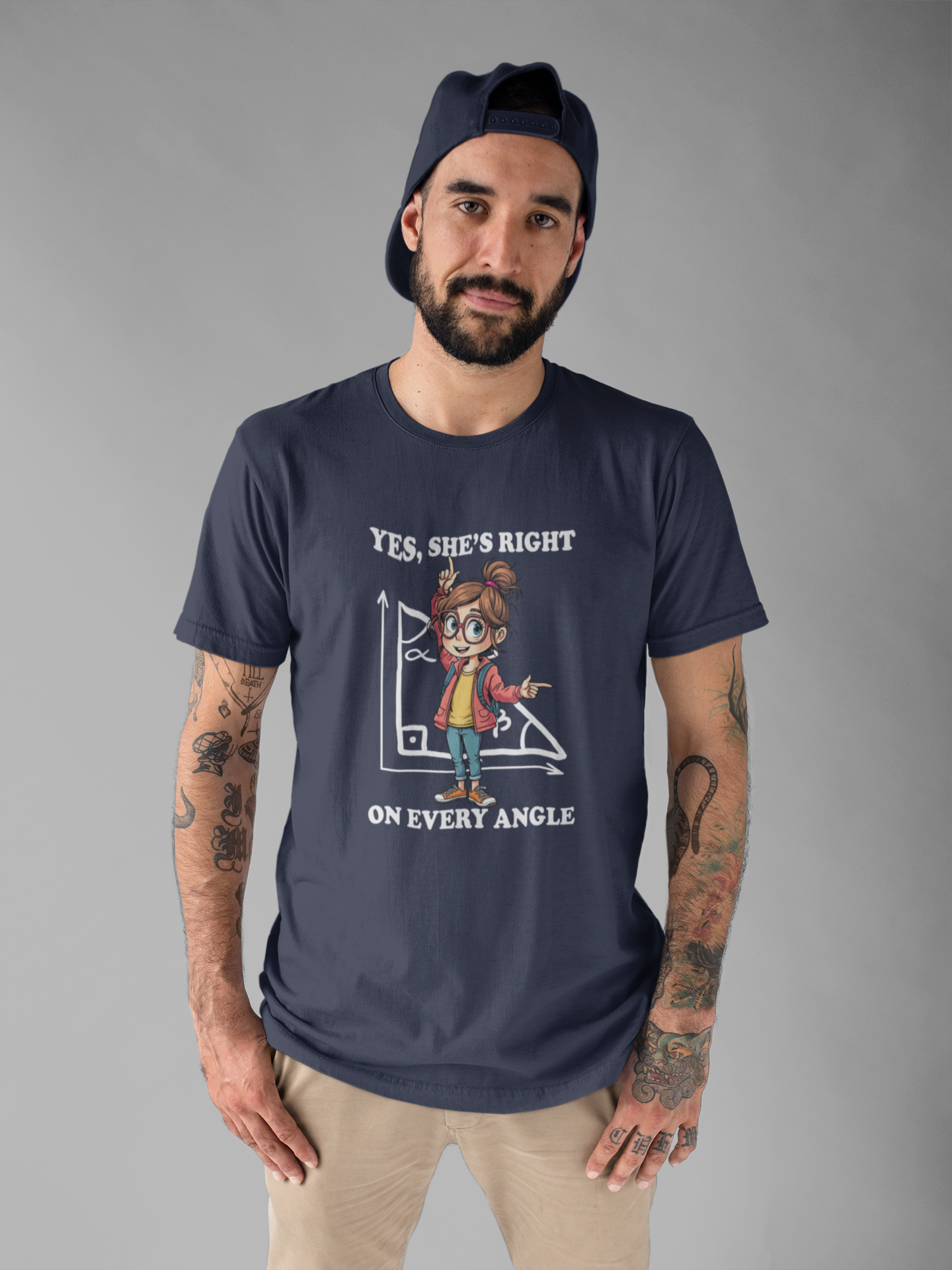 Yes, She Is Right On Every Angle Tshirt – Happy Girl with Right Angle Triangle Graphic