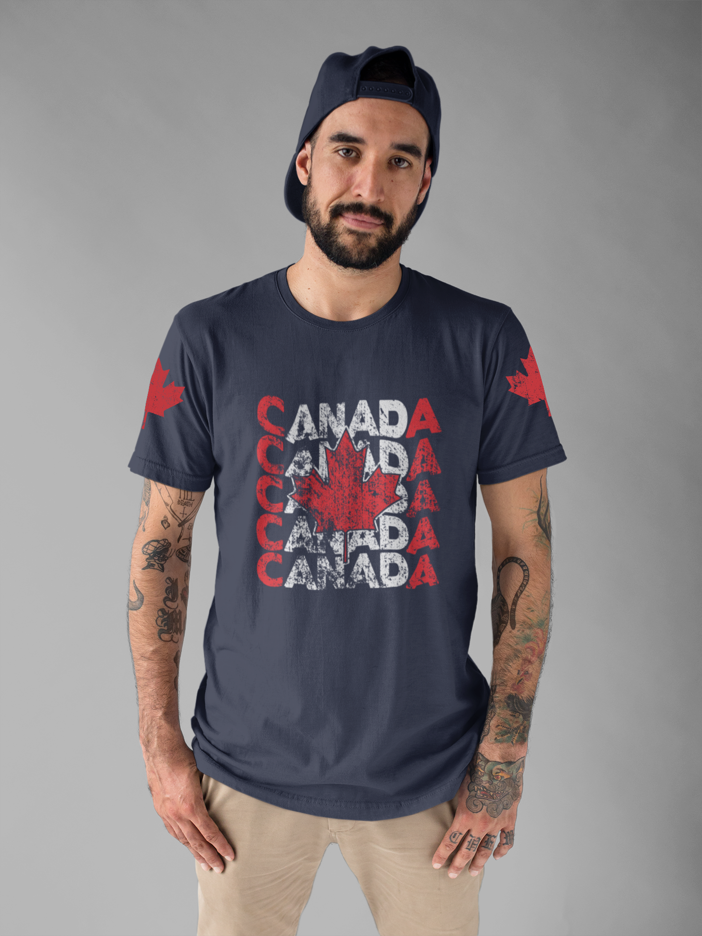 Canada Retro Repeat Maple Leaf T-Shirt