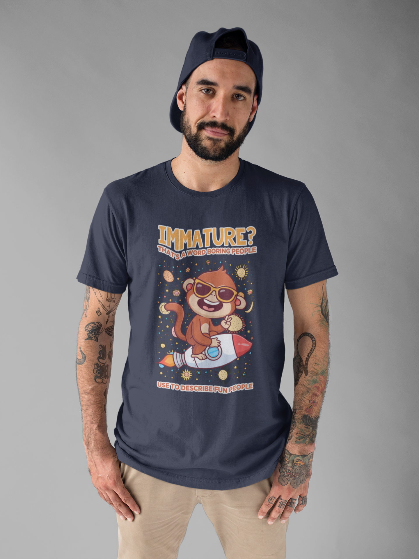 Immature? That’s a Word Boring People Use T-Shirt – Space Monkey Rocket Humor Tee