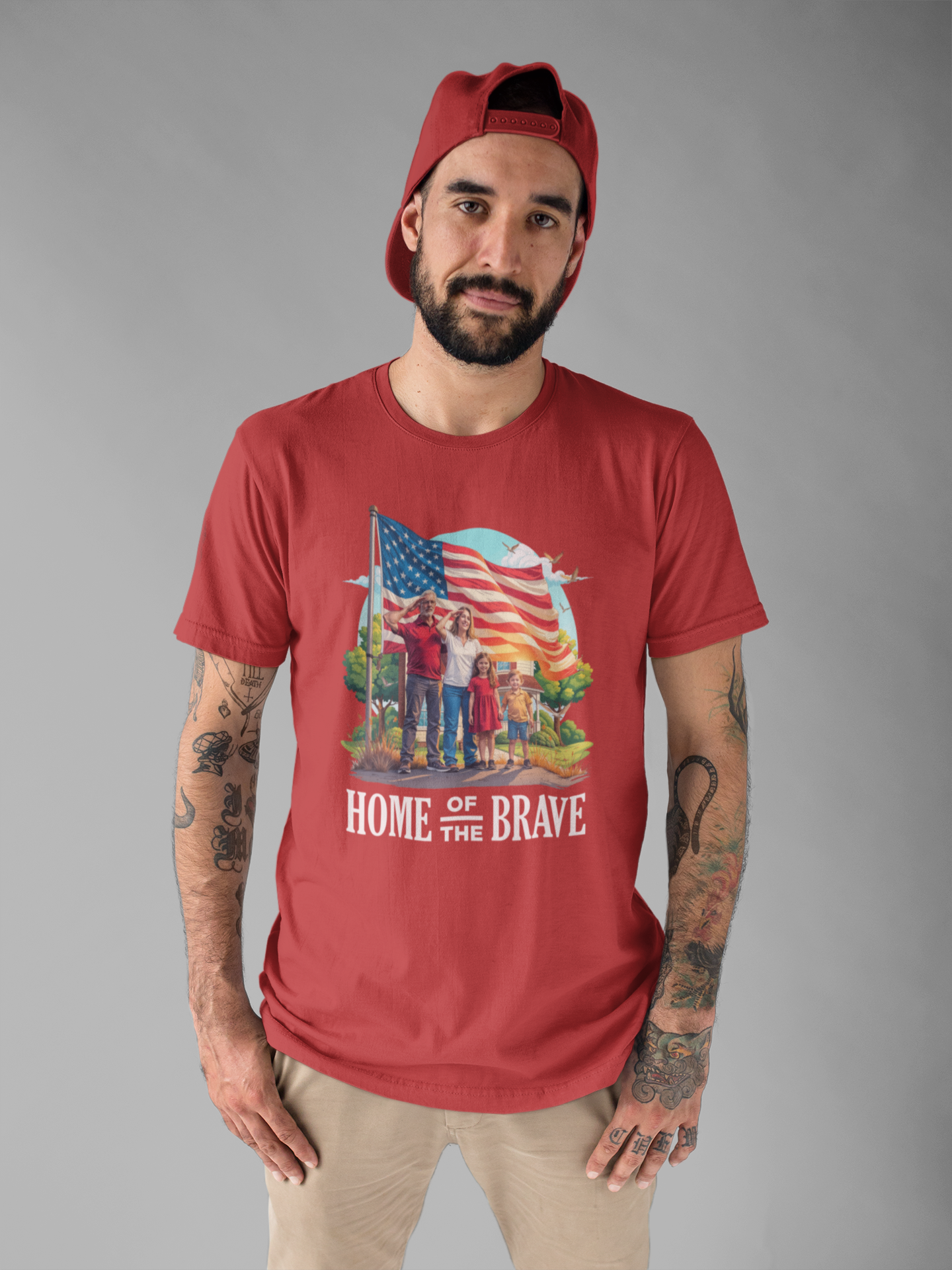 Home of the Brave | Patriotic Family Salute & US Flag T-Shirt