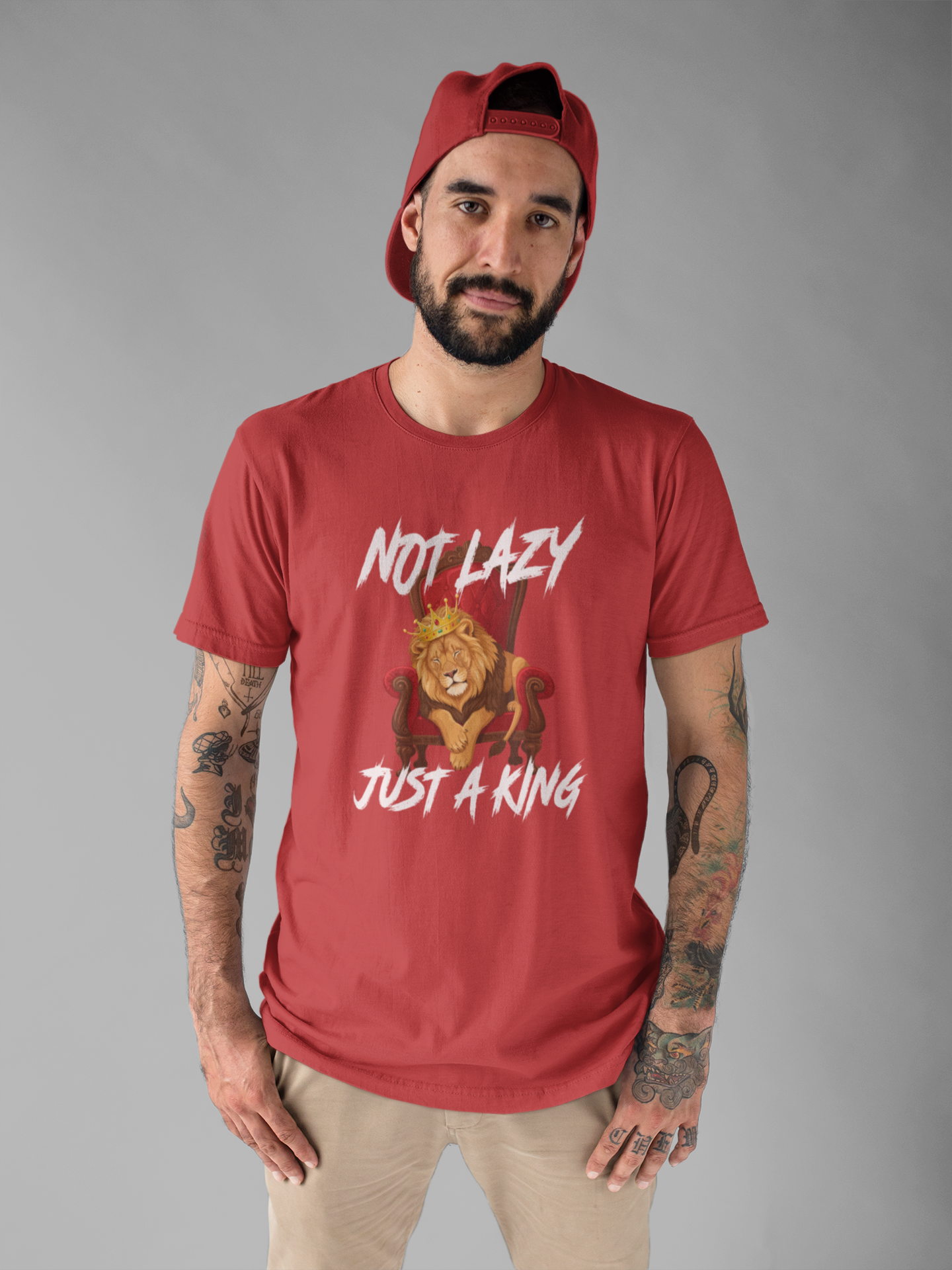 Not Lazy Just a King Energy Saving Mode Tee, Lion Chill Shirt, Funny Royal Mood Graphic Tee, Rest with Power Top