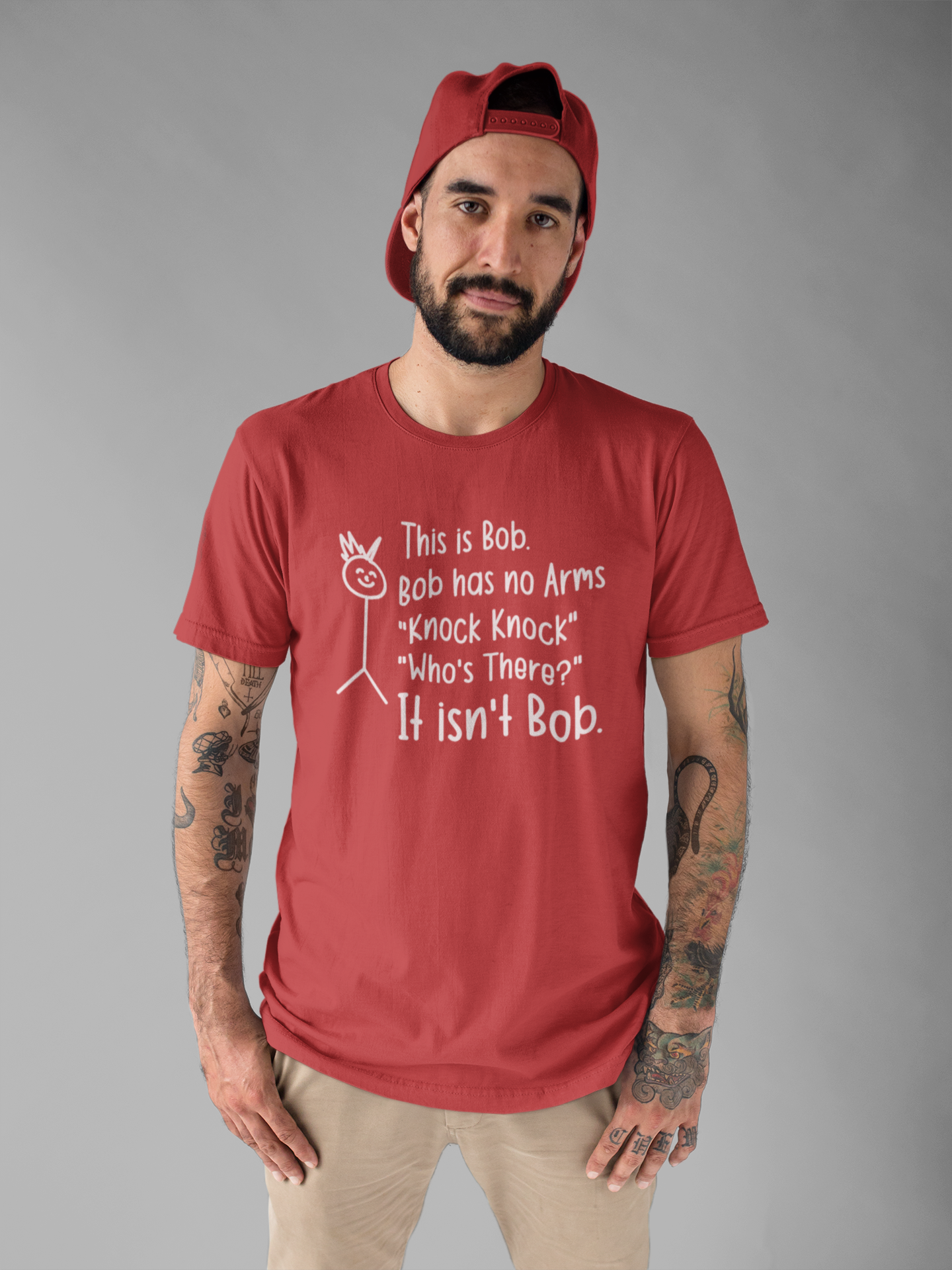 This is Bob T-Shirt – Funny No Arms Knock Knock Joke Stickman Tee