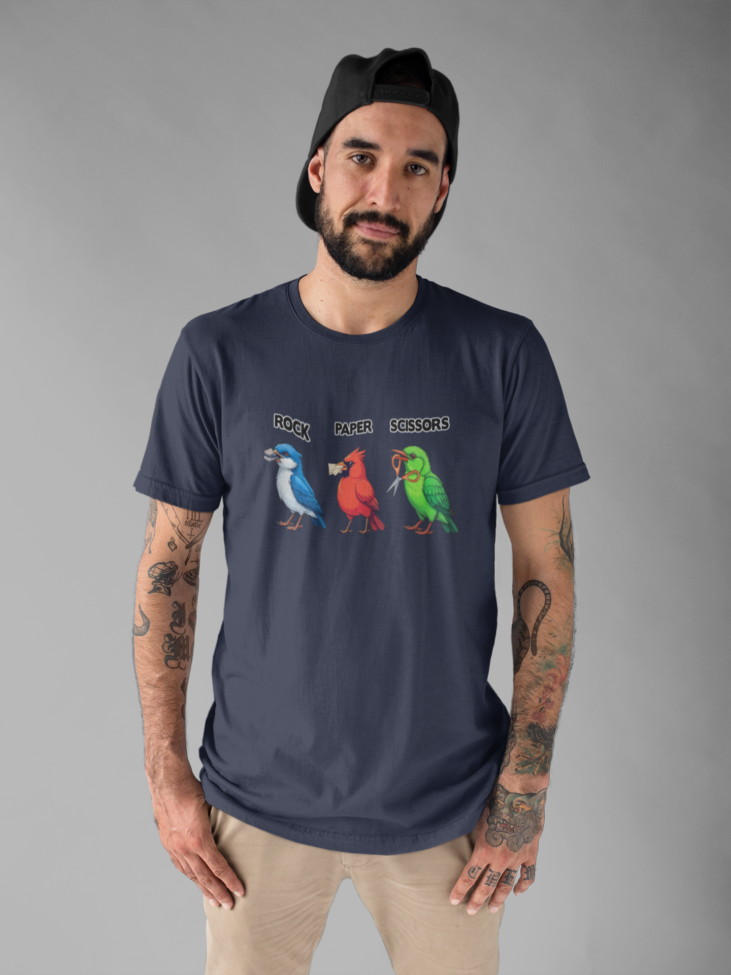 Rock Paper Scissors Bird Paw Tshirt Funny Avian Game Design