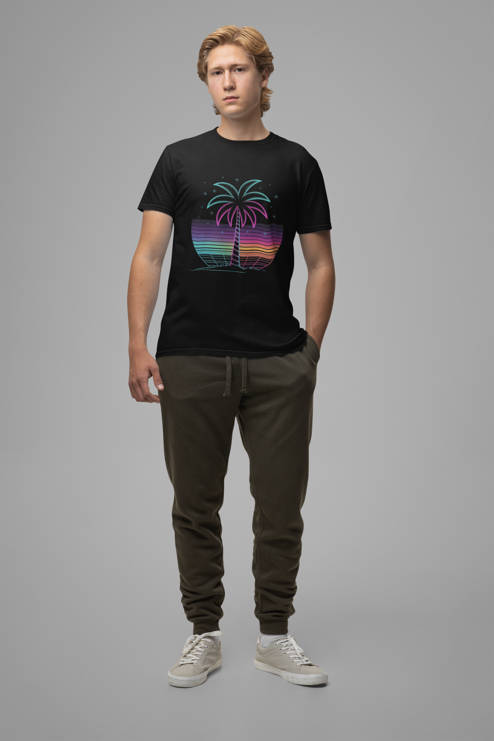 Tropical Nights Neon Lights – Glowing Beach Party Graphic T-Shirt