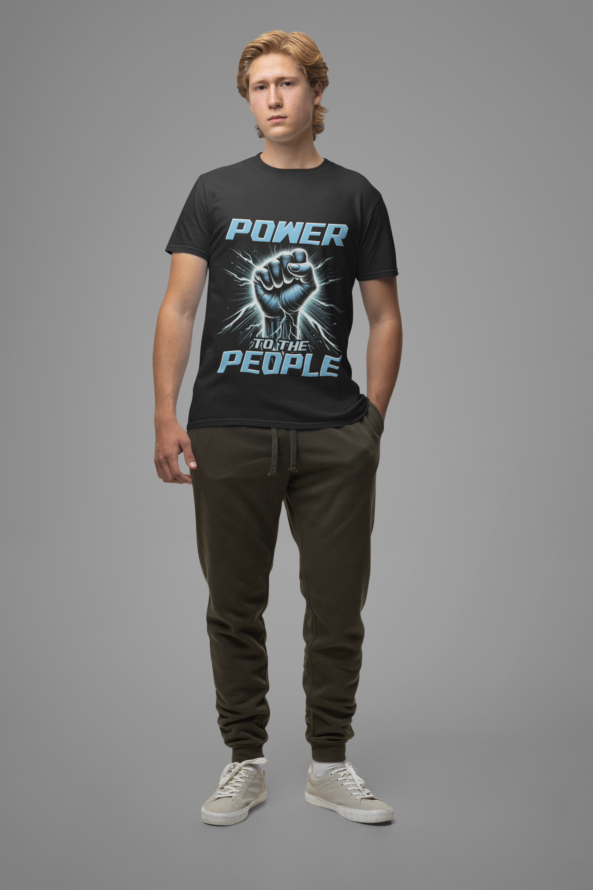 Power to the People Electric Resistance Bold Revolution Graphic T-Shirt