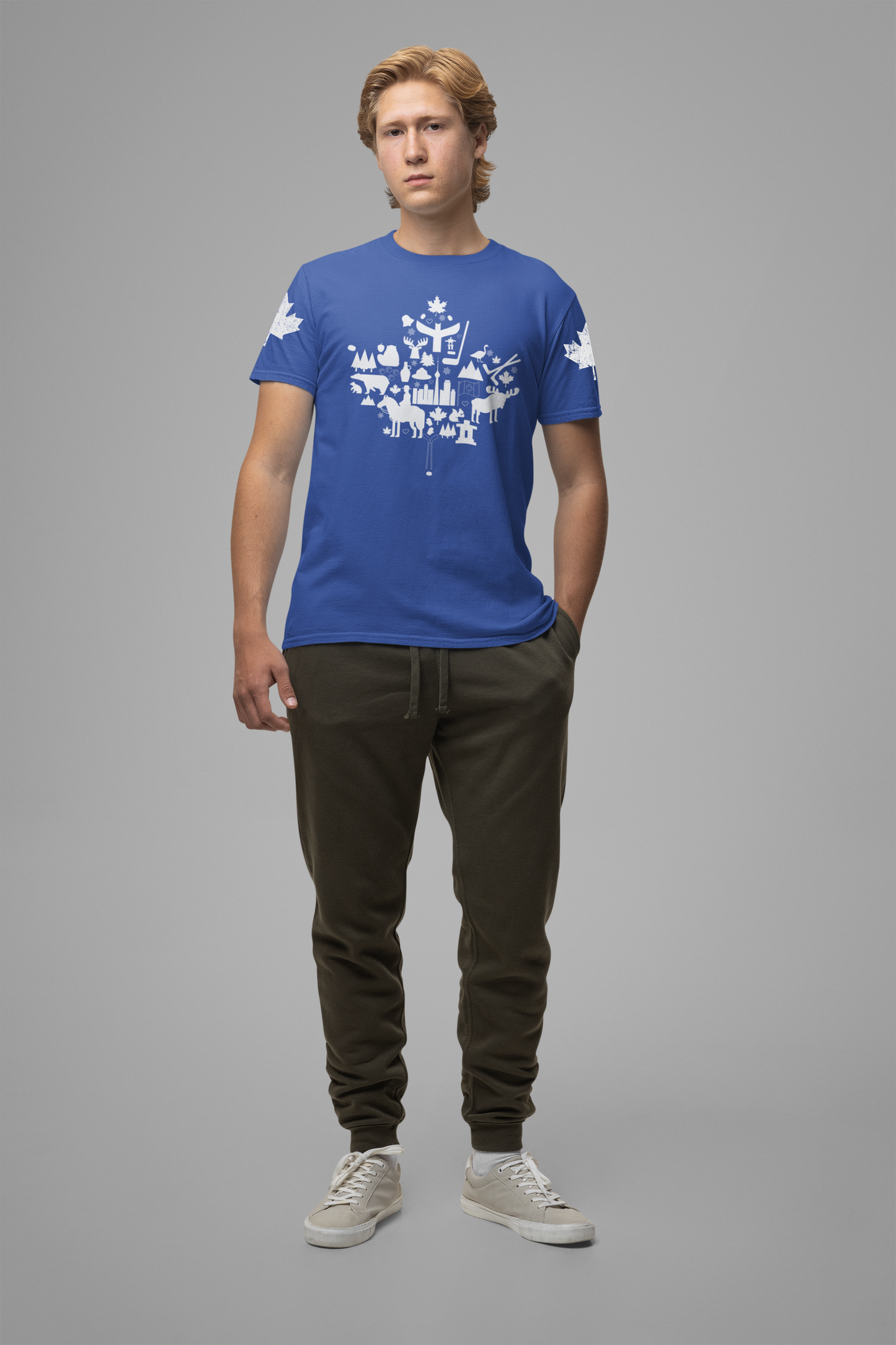 Canada Icons collage of iconic Canadian symbols Maple - White Print T-Shirt