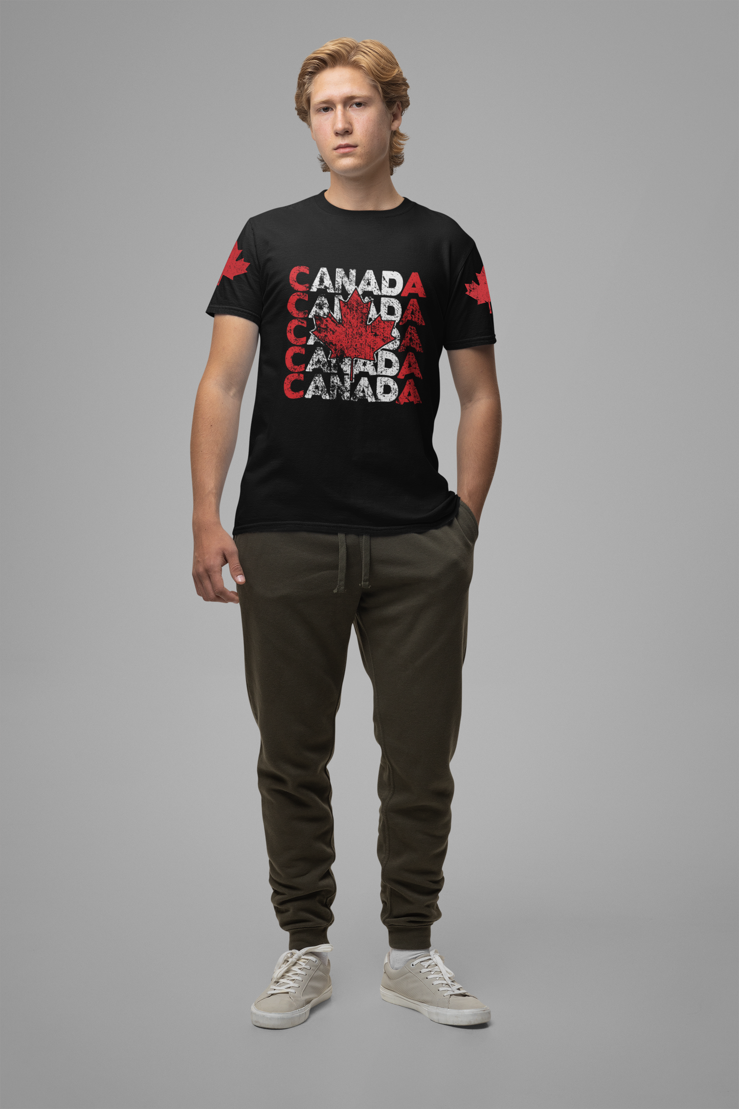 Canada Retro Repeat Maple Leaf T-Shirt