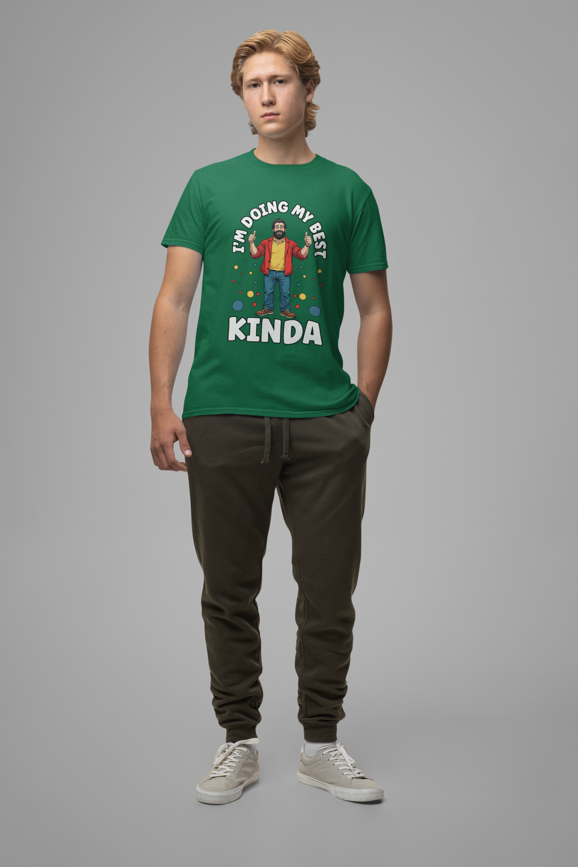 I'm Doing My Best – Casual Man Double Thumbs UP Graphic T-Shirt