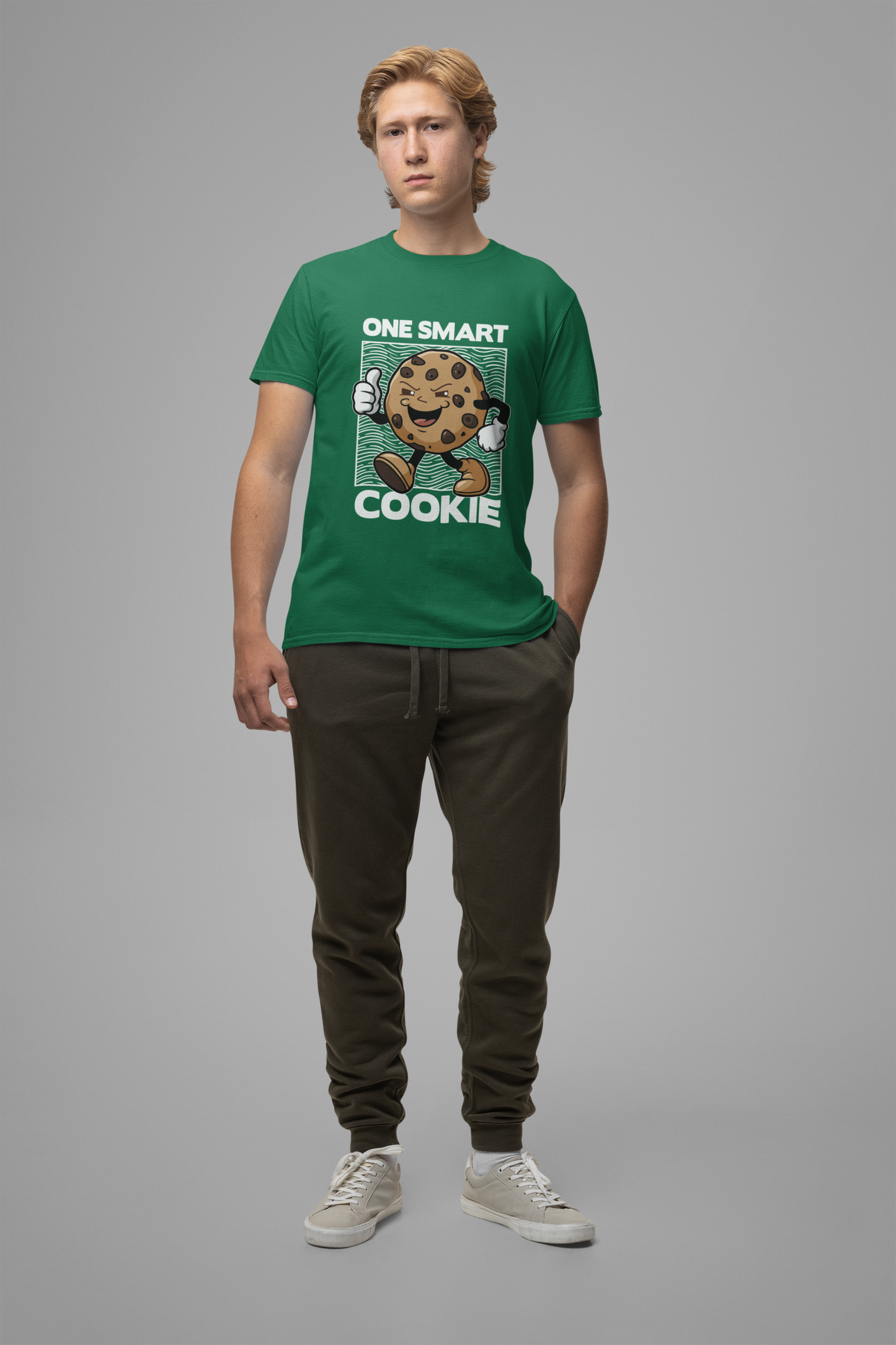 One Smart Cookie Tshirt – Happy Smiling Cookie Walking with Thumbs Up Graphic