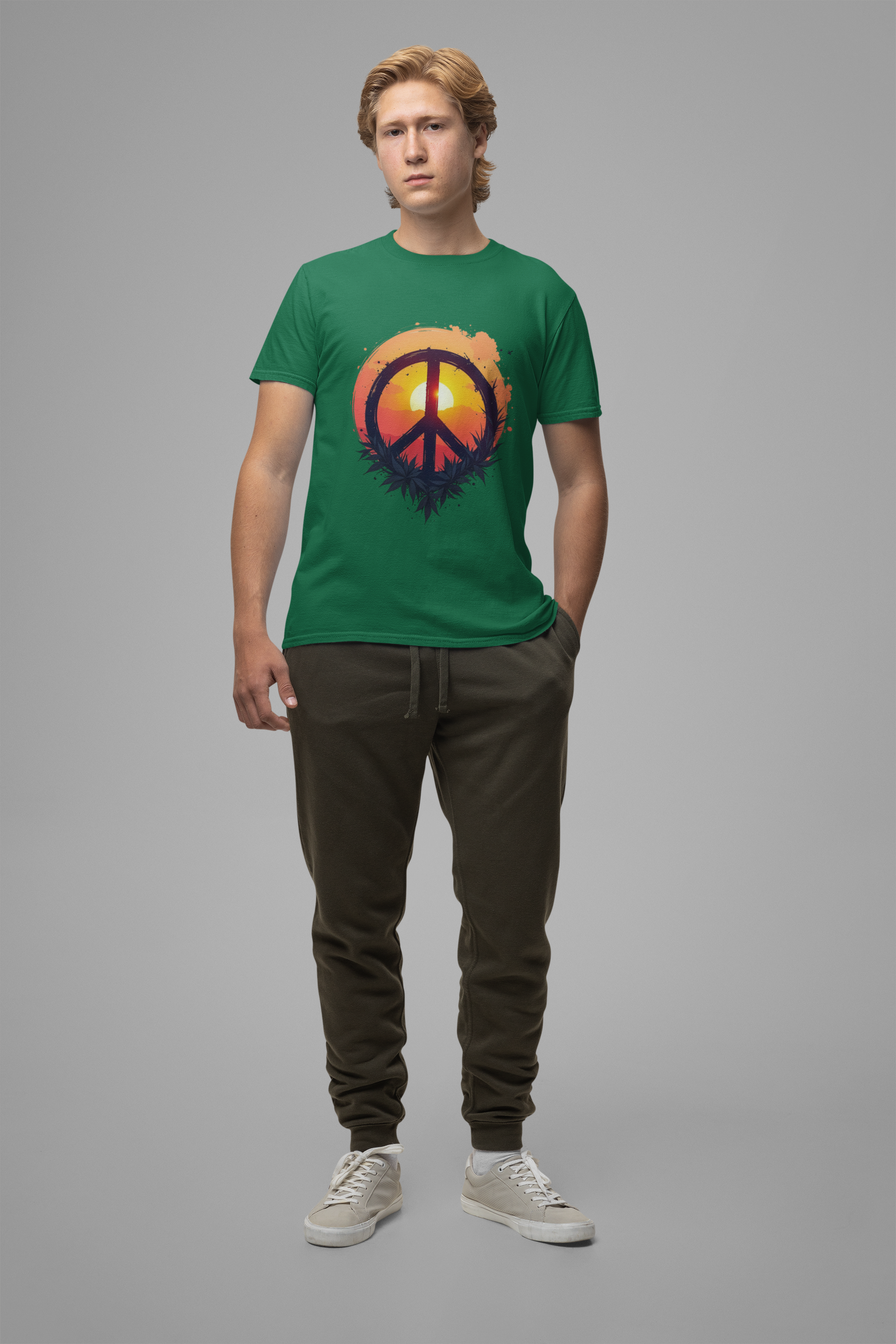 Peace Sunset T-Shirt – Retro Peace Sign and Nature Graphic Tee