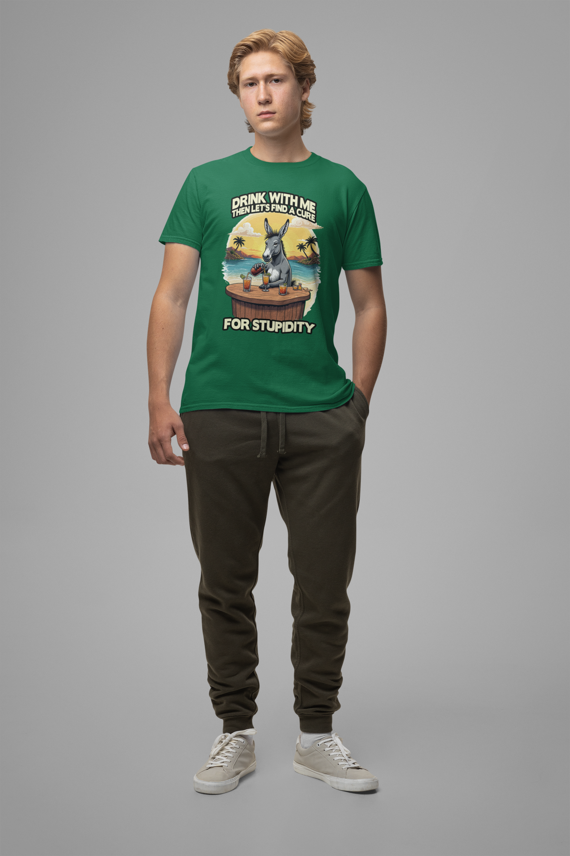 Drink With Me, Then Let’s Find a Cure for Stupidity Tshirt – Funny Donkey Cocktail Beach Design