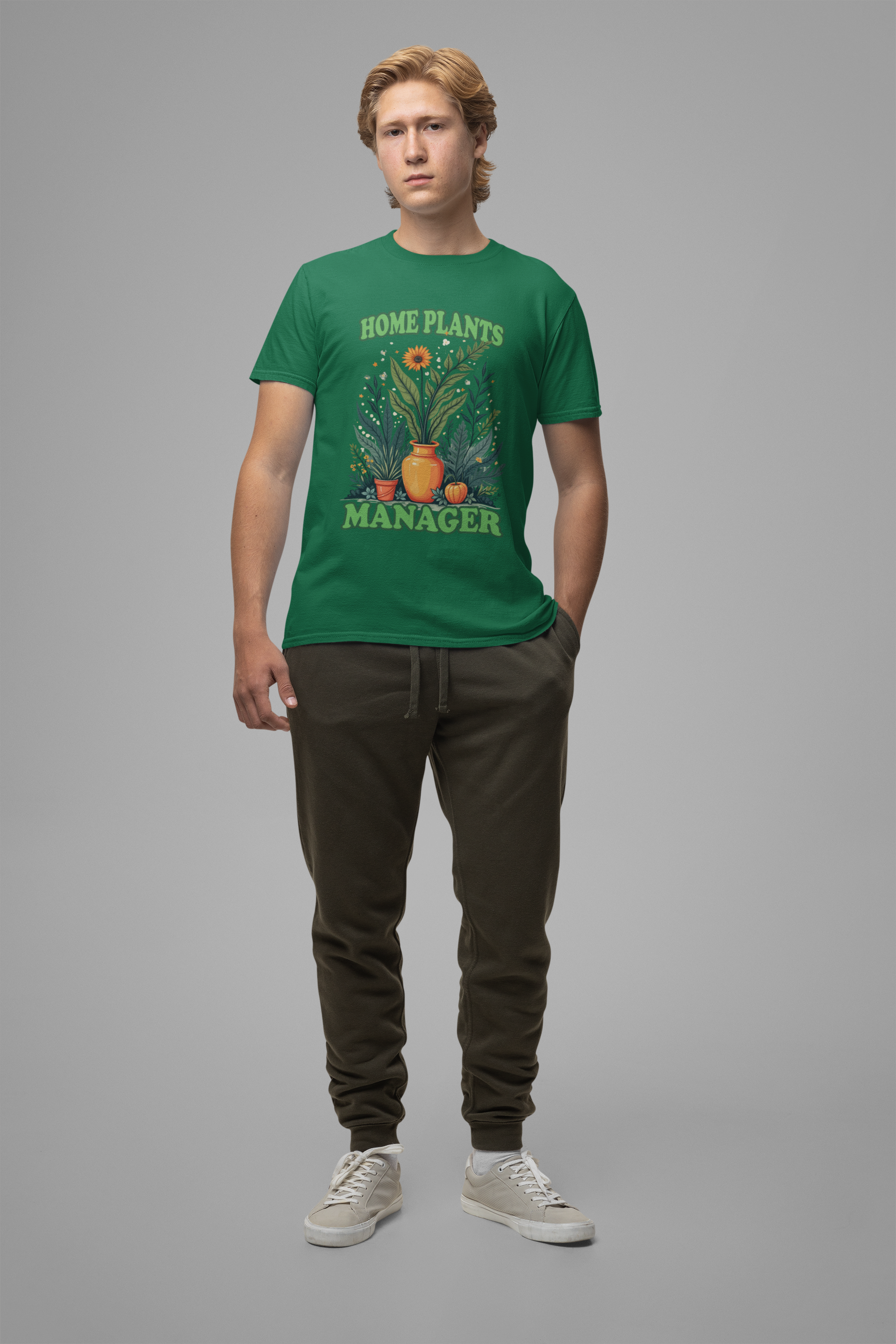 Home Plants Manager Tshirt – Botanical Flower Pots Graphic