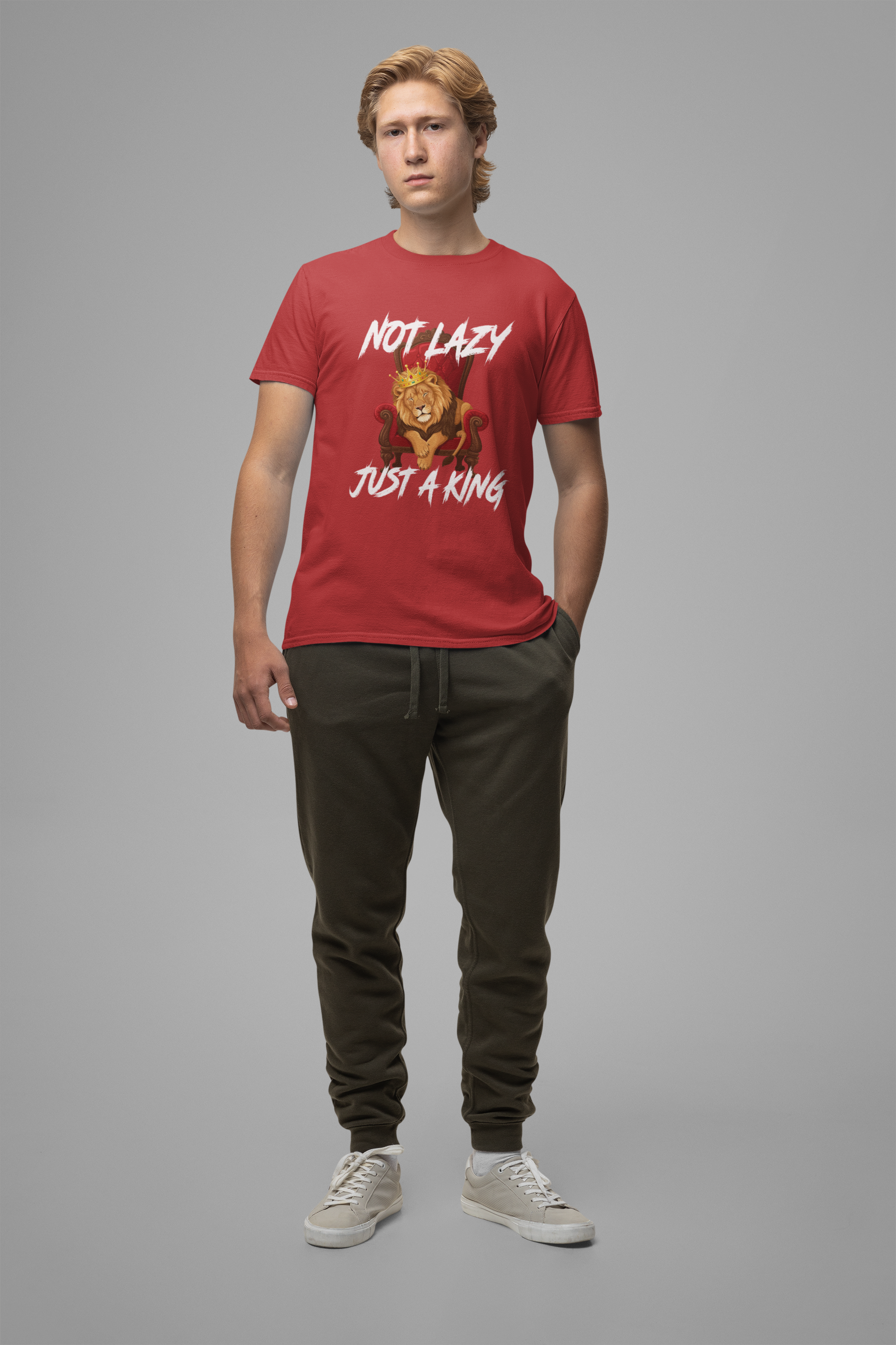 Not Lazy Just a King Energy Saving Mode Tee, Lion Chill Shirt, Funny Royal Mood Graphic Tee, Rest with Power Top