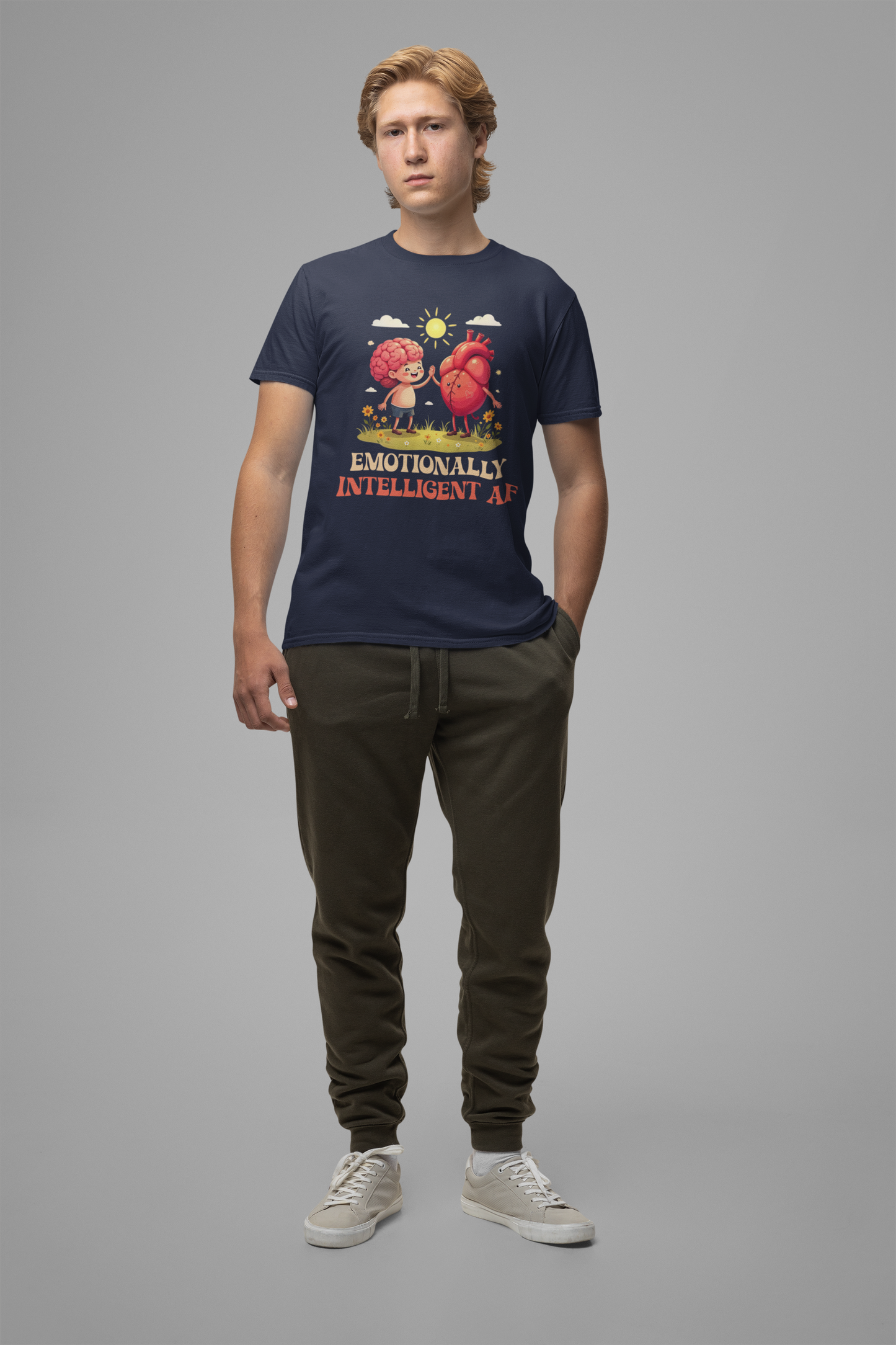 Emotionally Intelligent AF – Brain & Heart Hi-Five Graphic T-Shirt