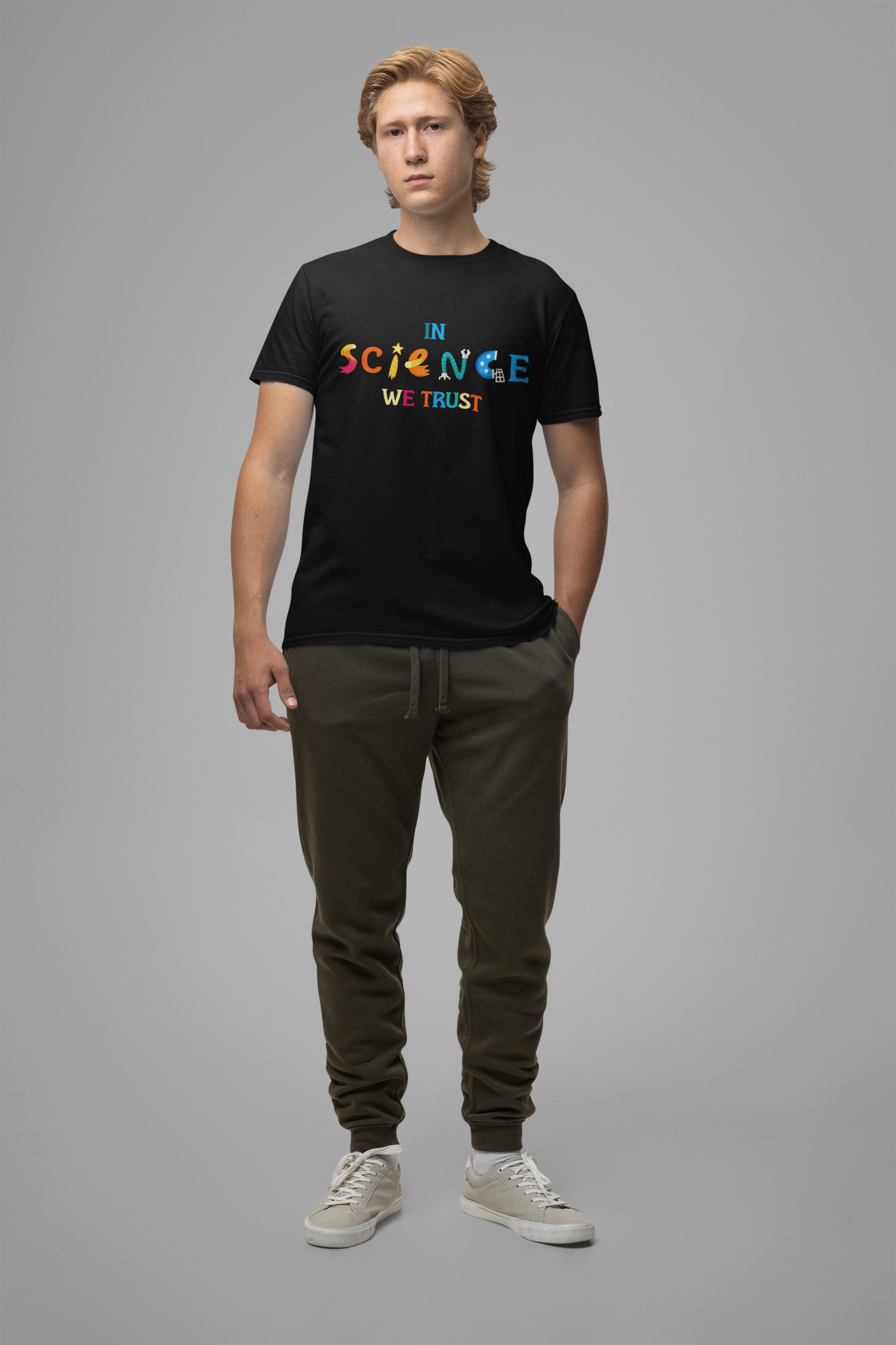 In Science We Trust T-Shirt – Lab Equipment Graphic STEM Lover Tee