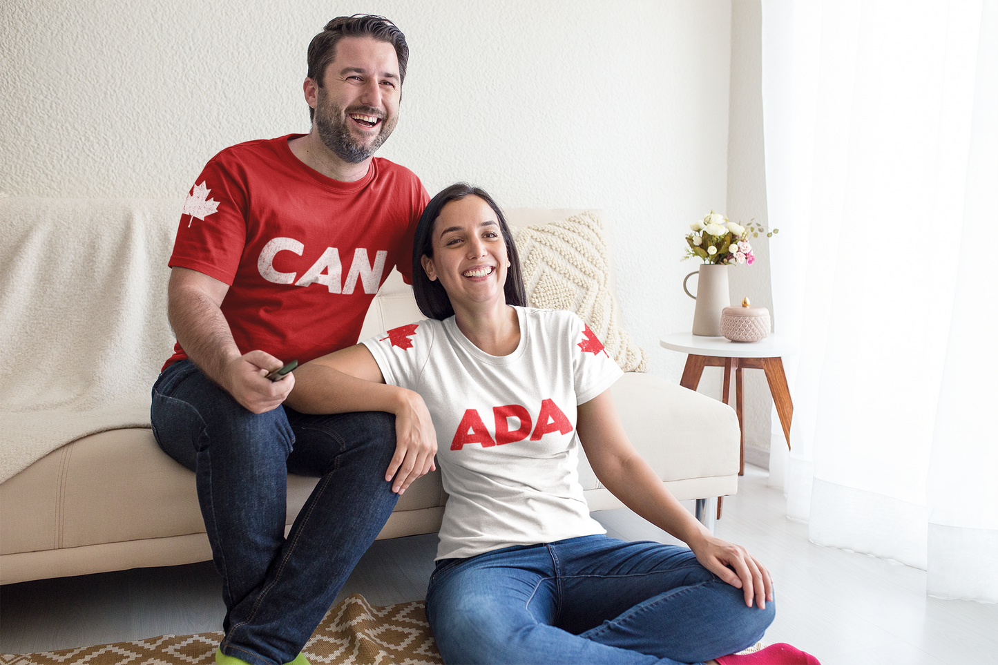 Canada Split Duo "CAN" & "ADA" - T-Shirt Set 2In1 Bundle [Red and White Only]